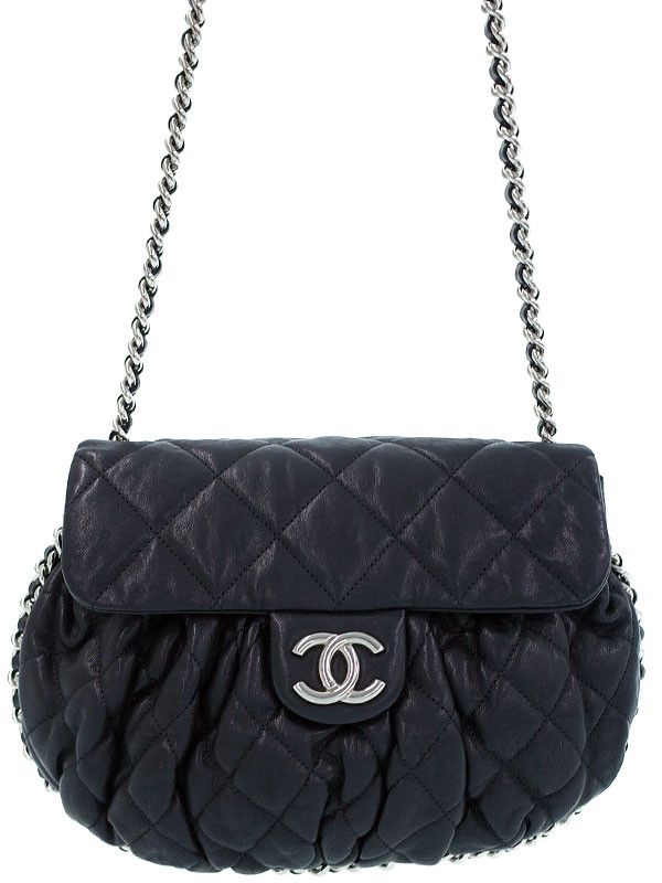 image of Chanel Luxury Line Chain Shoulder Bag Black, Women's