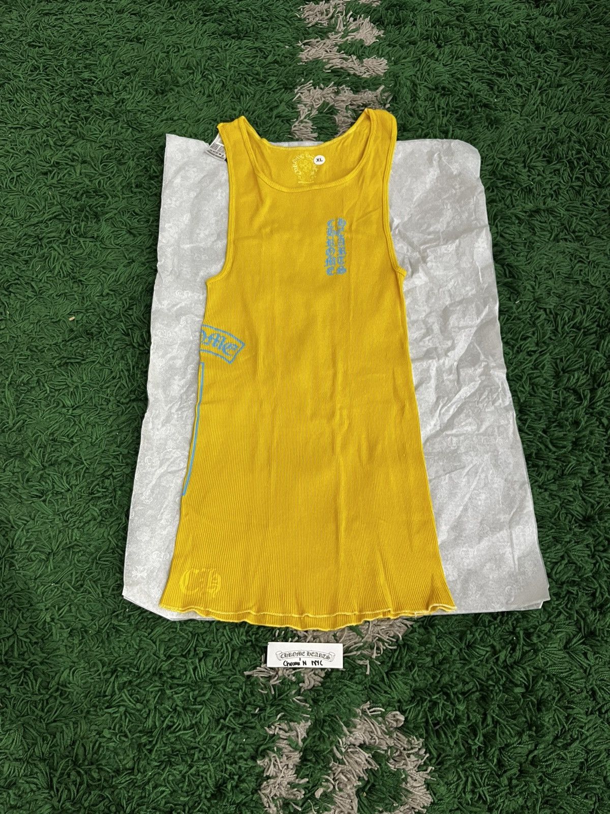 Chrome Hearts BRAND NEW Chrome Hearts Blue/Yellow Tank Top Dress | Grailed