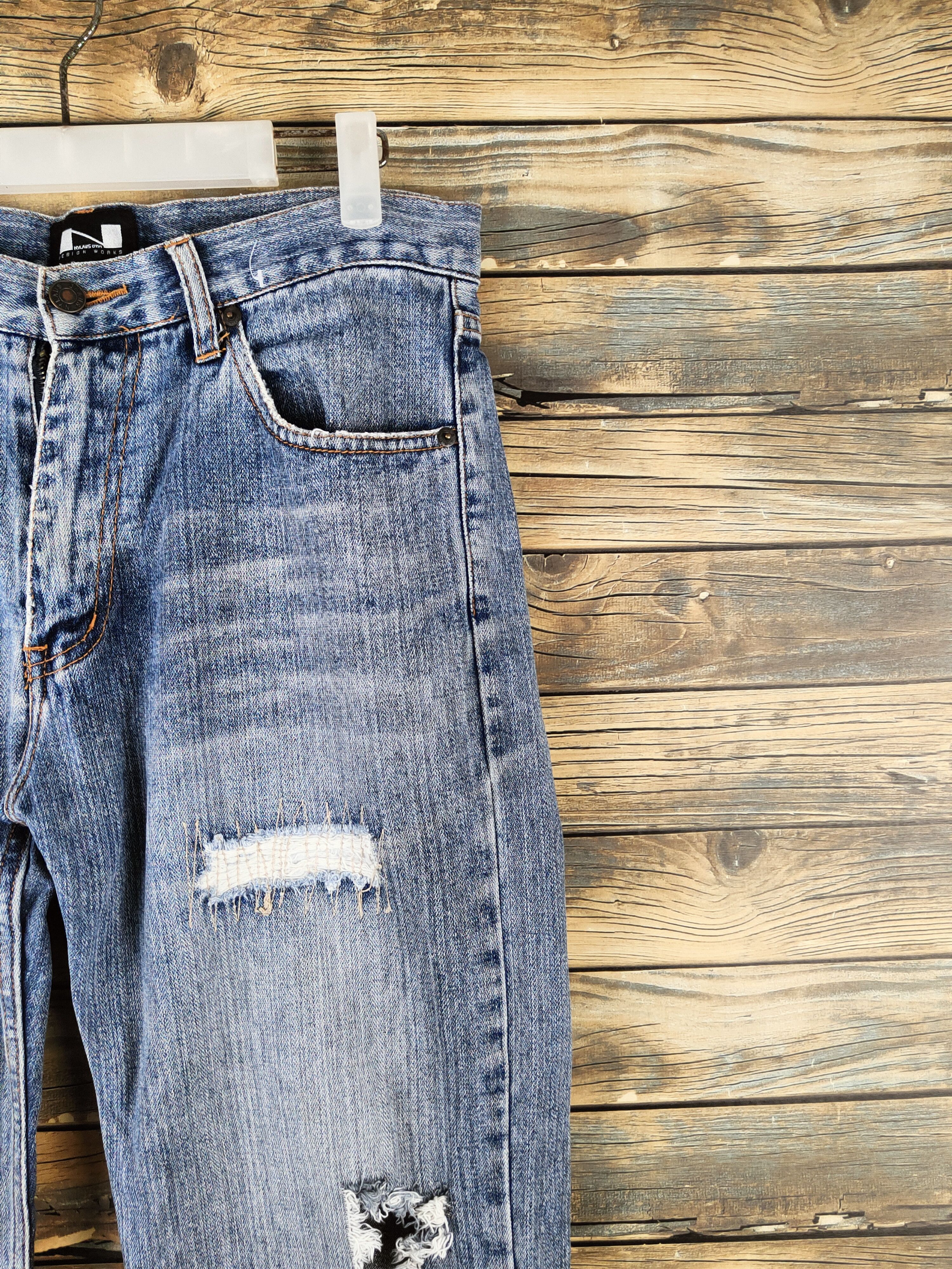 Japanese Brand DL Nylaus Blue Distressed Ripped Jeans #46-104 Size US 32 / EU 48 - 5 Thumbnail