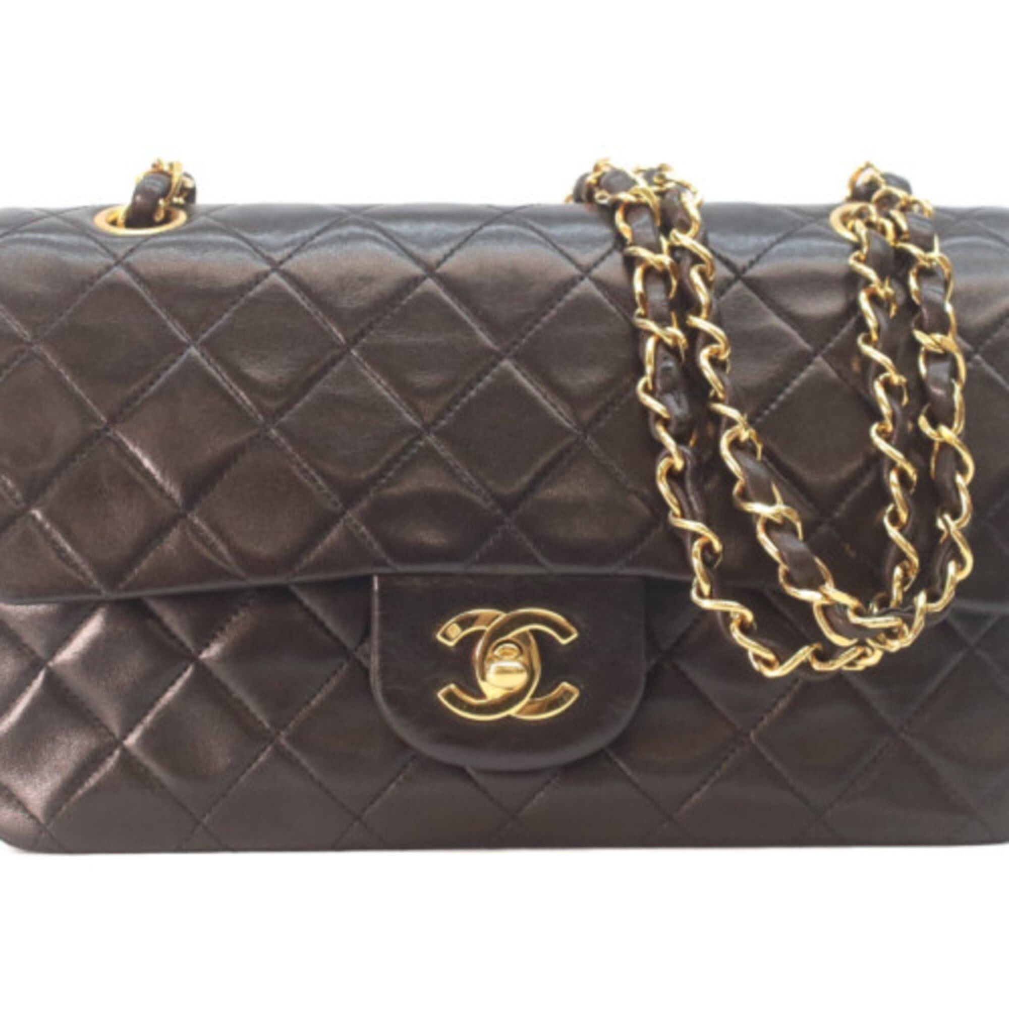 Chanel CHANEL A01113 Lambskin Double Flap Matelassé 23 Shoulder Bag, Black with Gold Hardware, Women's Size ONE SIZE - 1 Thumbnail