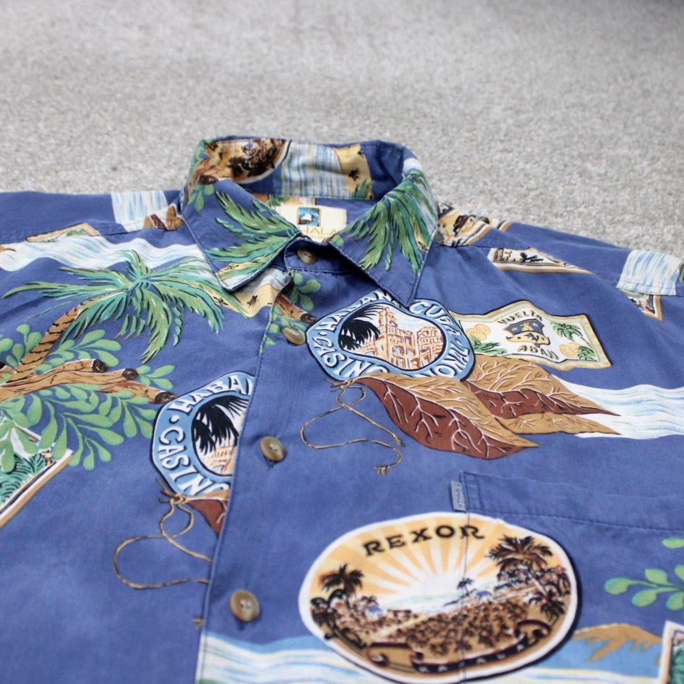 Vintage Kahala Mens Large Blue 100% Rayon AOP Hawaiian Shirt Button-Up Short Sleeve Reg XS? Wait, can't add info. Size US L / EU 52-54 / 3 - 4 Thumbnail