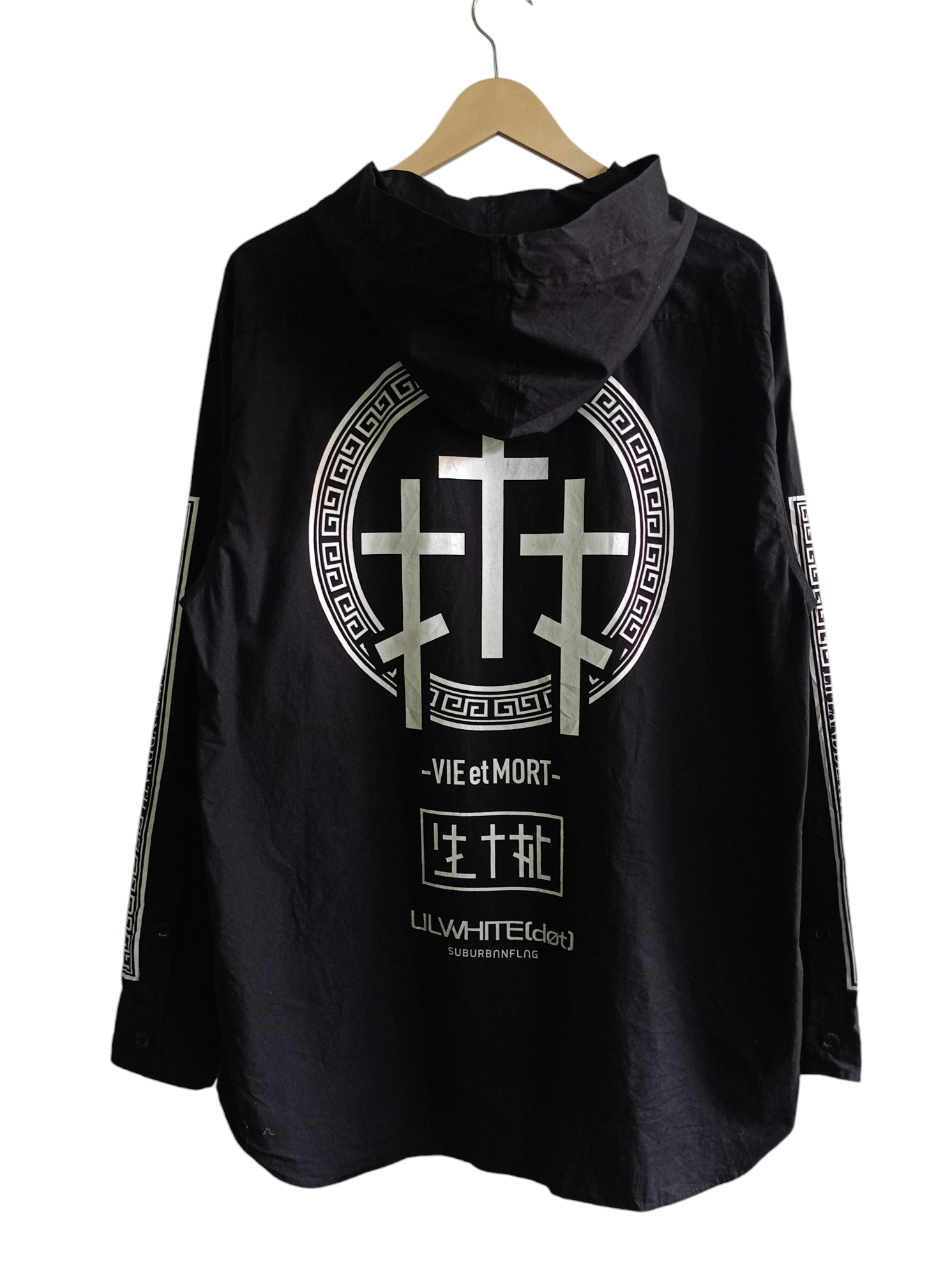 If Six Was Nine × Japanese Brand × Le Grande Bleu (L.G.B.) LILWhite(dot) Black Hoodie Long Sleeve shirt Size US XL / EU 56 / 4 - 2 Thumbnail