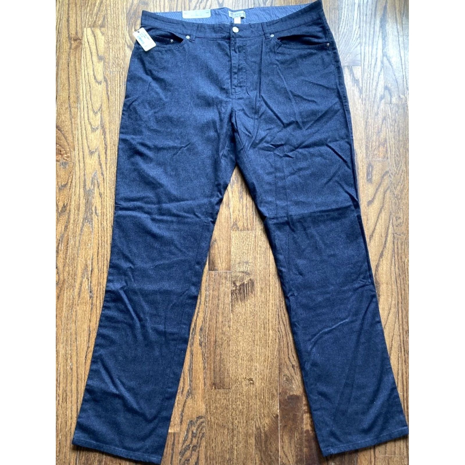 Peter Millar Peter Millar Pants Men's 38 Navy Blue Flannel 5-Pocket Flat Front Belted 34 Inseam NWT Size US 38 / EU 54 - 2 Thumbnail
