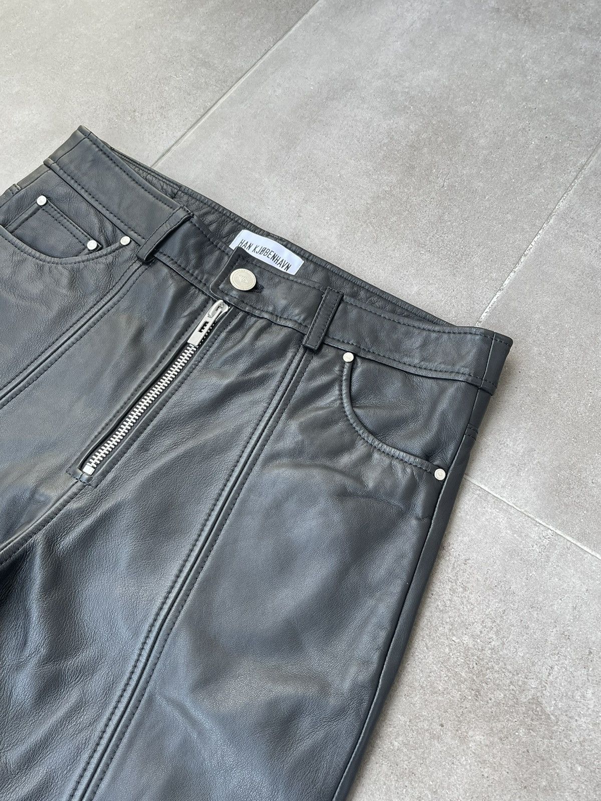 Han Kjobenhavn SS23 !DSWT! Han Kjobenhavn "HK" Knee Logo Leather Pants Size US 32 / EU 48 - 14 Thumbnail