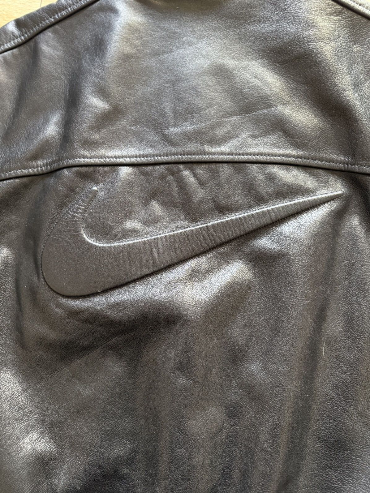 Nike × Stussy Nike x Stussy Embossed Swoosh Italian Leather Jacket [M] Size US M / EU 48-50 / 2 - 10 Thumbnail