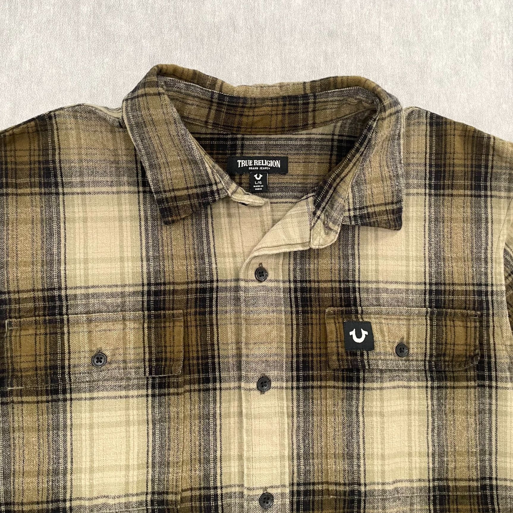 True Religion VINTAGE True Religion Shirt Adult Large Brown Flannel Long Sleeve Button-Up Mens L Plaid Classic Western Coffee Brown 90s Mens L Size US L / EU 52-54 / 3 - 3 Thumbnail