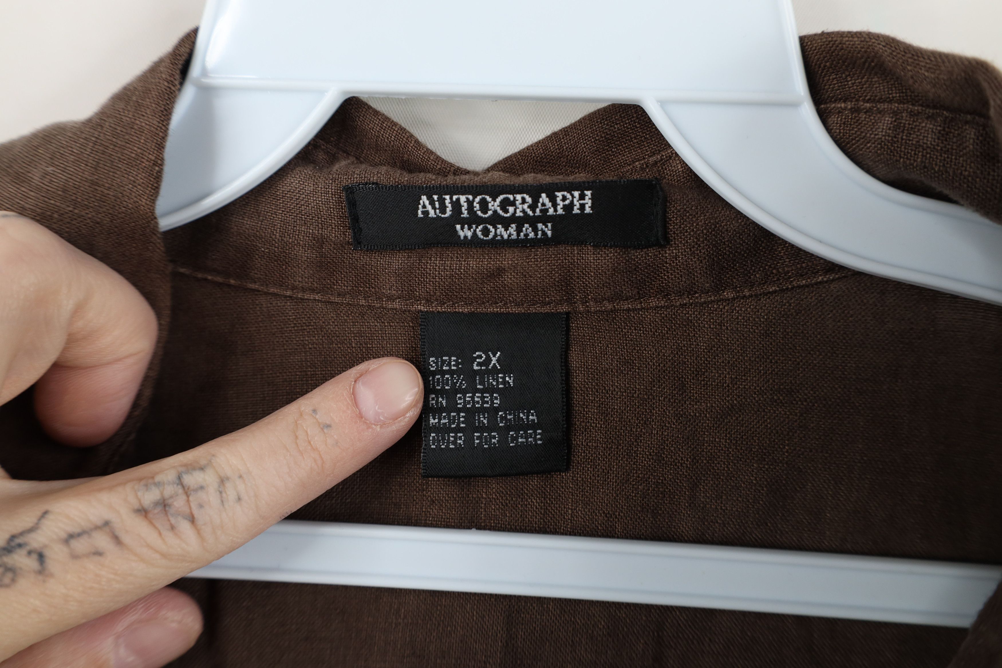 Vintage Vintage 90s Lagenlook Collared Button Shirt Brown Size XXL / US 16-18 / IT 52-54 - 8 Thumbnail