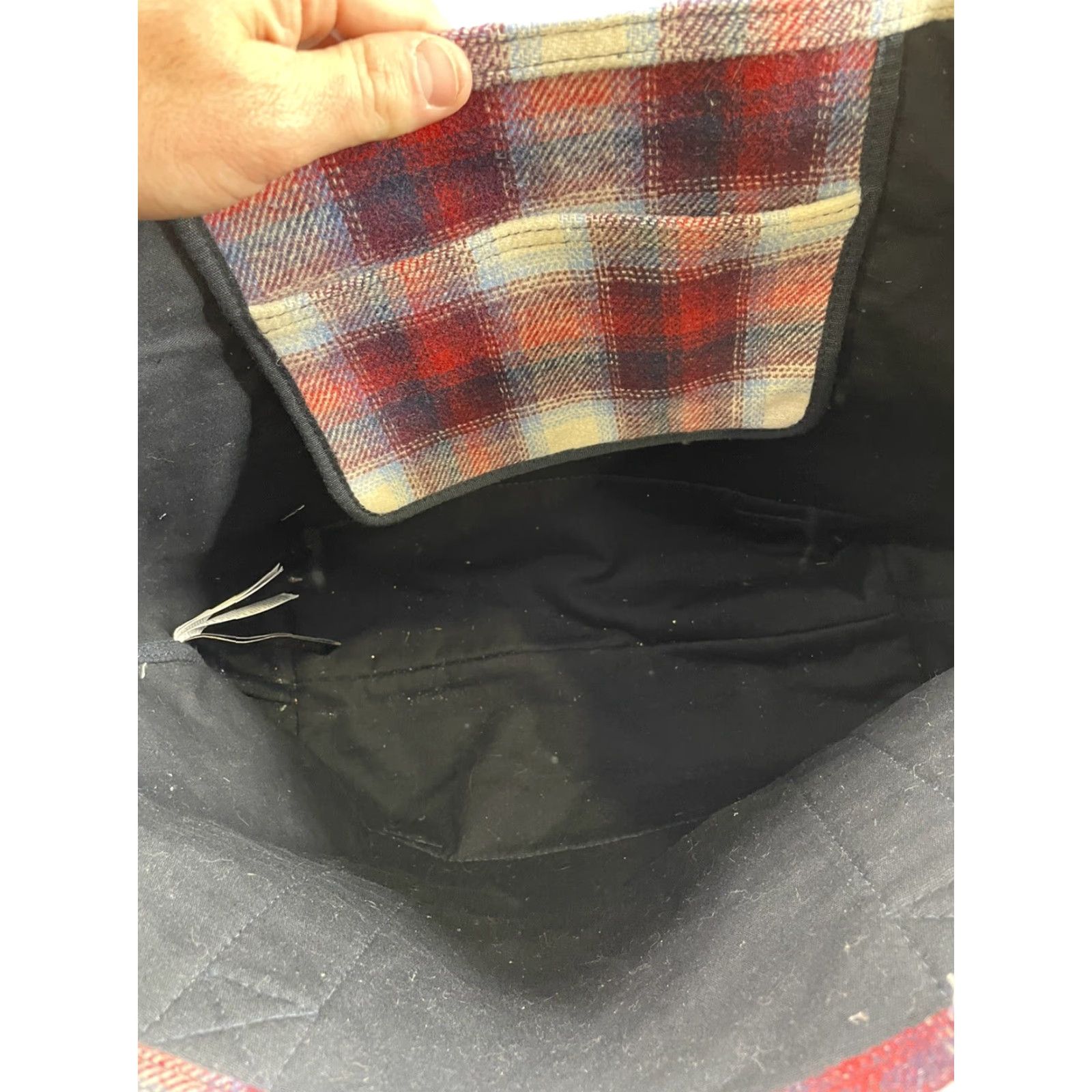 Pendleton VINTAGE Gap + Pendleton Blue Red Multi Plaid Wool Tote Shopping Bag Unisex Size ONE SIZE - 4 Thumbnail
