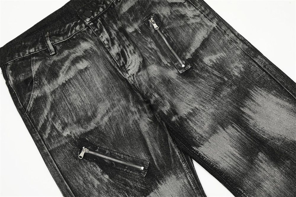 Japanese Brand × Jean Men's zip-up loose straight punk painted dirty jeans Size US 32 / EU 48 - 5 Thumbnail