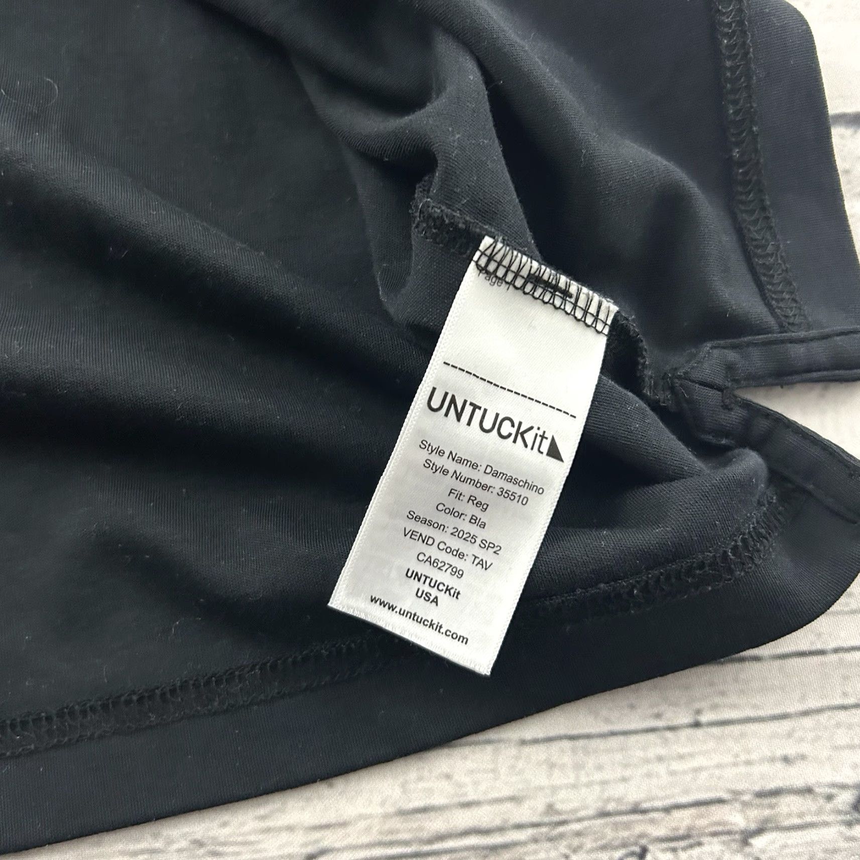UNTUCKit UNTUCKit Damaschino Short Sleeve Polo Shirt Men's XL Black Cotton Regular Button-Up Shirt Size US XL / EU 56 / 4 - 5 Thumbnail