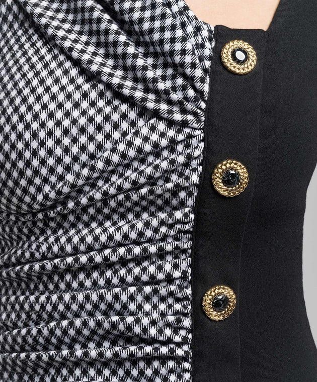 Balmain o1s1wg110825 Vichy Draped Jersey Dress in Black Size S / US 4 / IT 40 - 5 Thumbnail