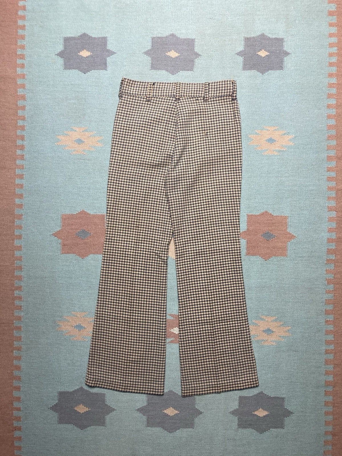 JCPenney × Vintage 70s bell bottom flare pants houndstooth checkered 18 28x28 Size 28" / US 6 / IT 42 - 6 Thumbnail