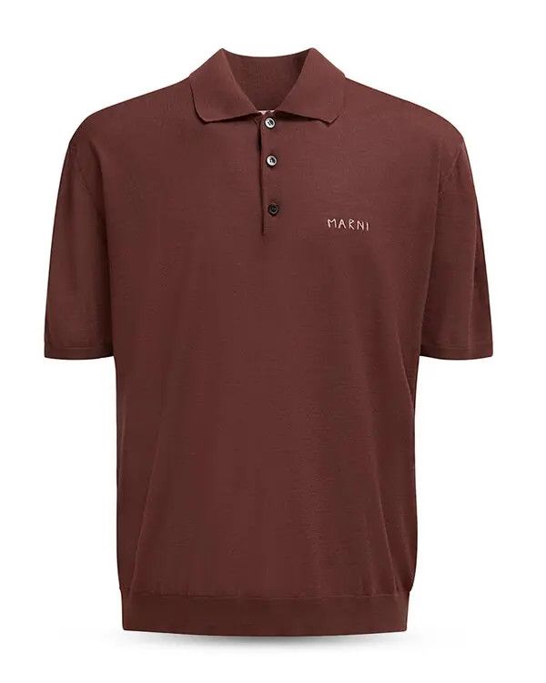 Marni o1w1db11125 Fine Wool Polo Shirt in Brown Size US M / EU 48-50 / 2 - 1 Thumbnail