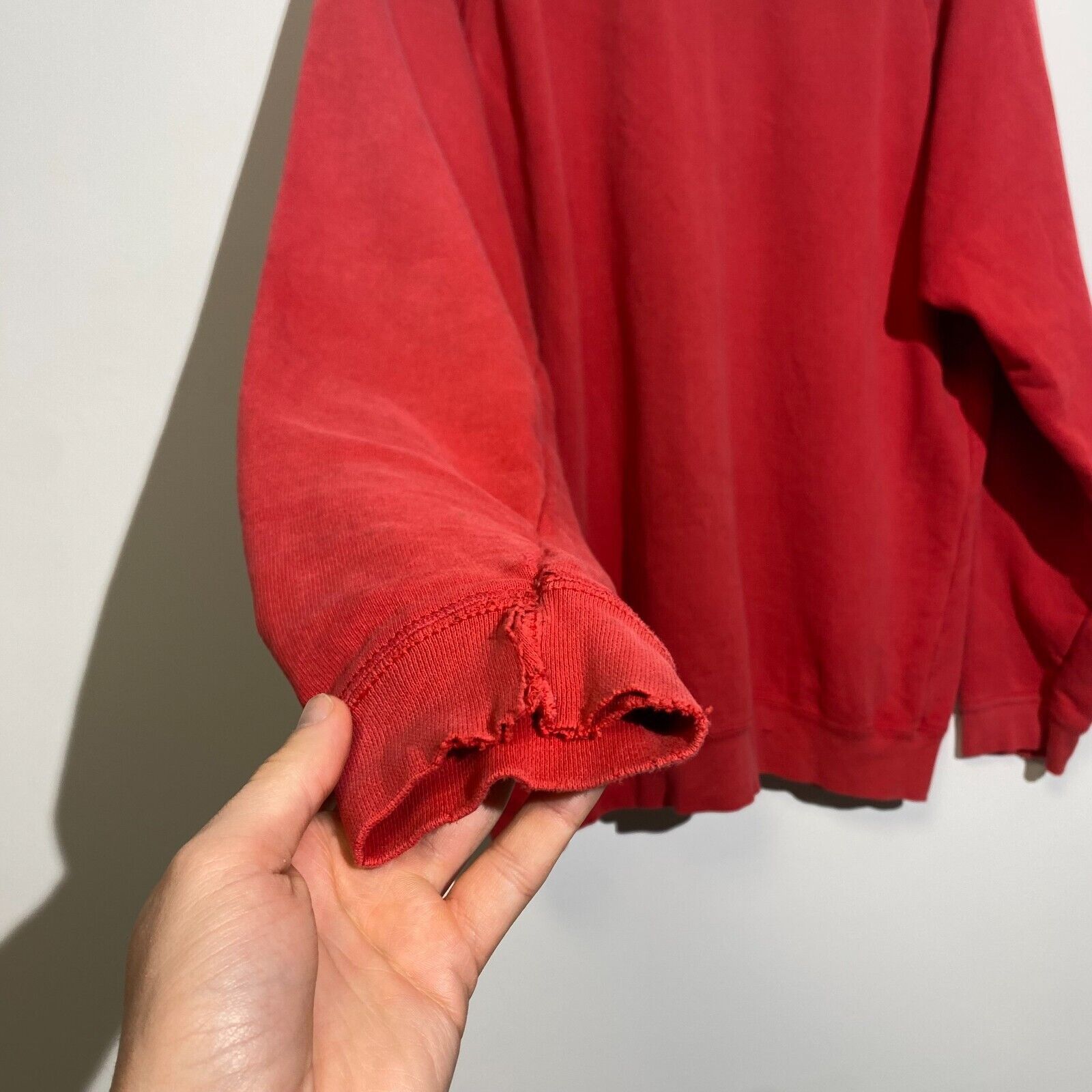 Vintage Vintage Unisex Red Cotton Sweatshirt Size L Washed 90s Size US L / EU 52-54 / 3 - 8 Thumbnail