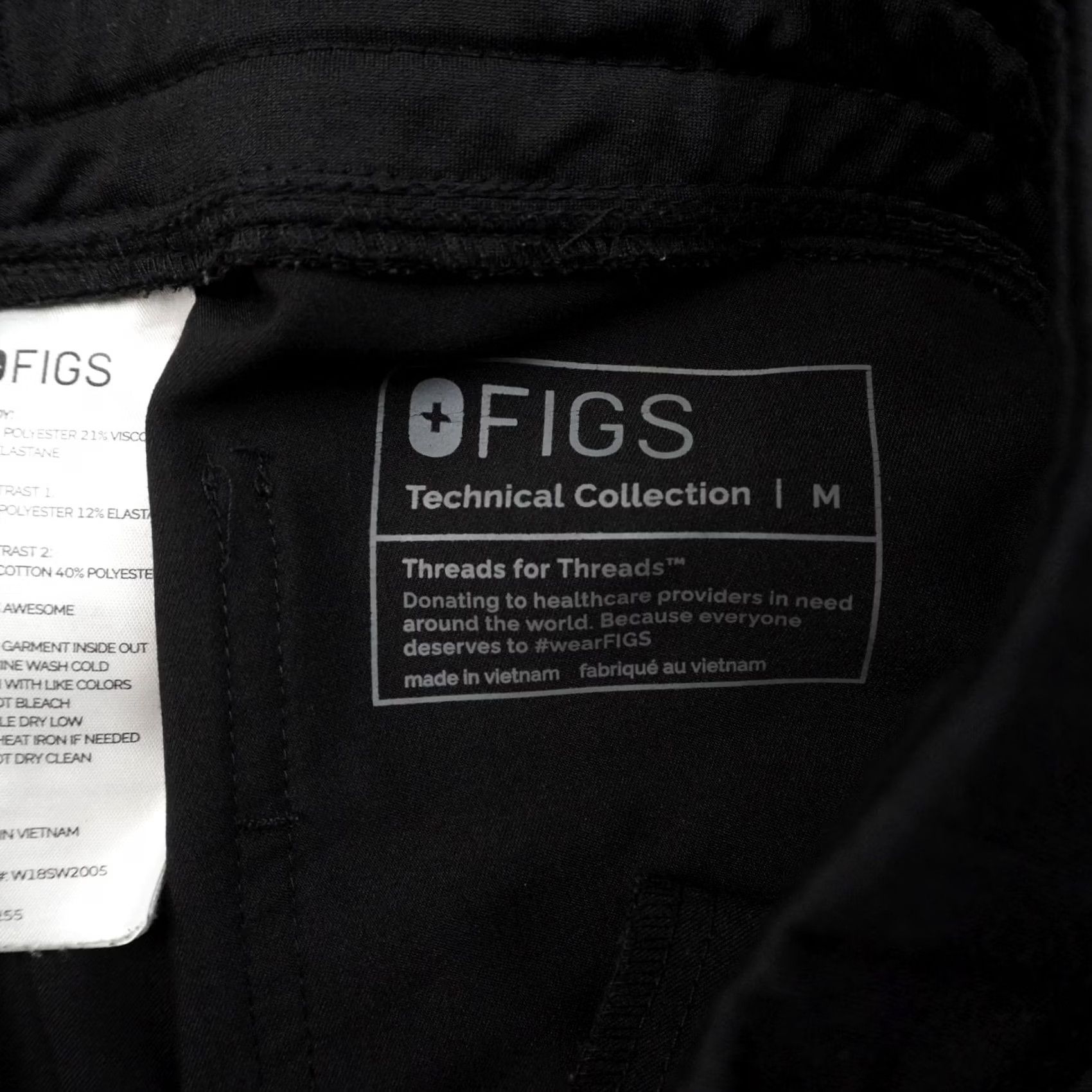 Vintage Figs Technical Collection Womens Medium 30x29 Black Elastic Waist Scrubs Size 32" / US 10 / IT 46 - 3 Thumbnail
