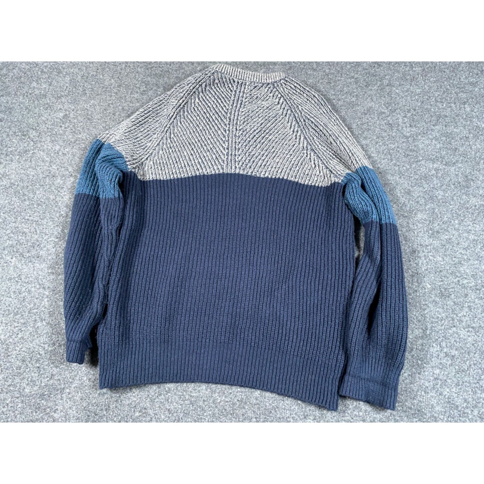 Nautica VINTAGE Nautica Chunky Knit Sweater Adult Large Blue Gray Striped Pullover 90s Retro Mens Size US L / EU 52-54 / 3 - 2 Thumbnail