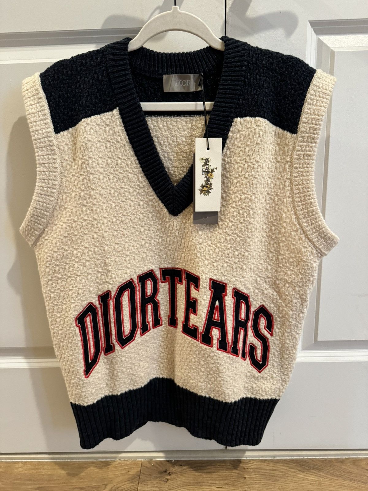 DIOR TEARS Sweater White Wool, Cotton and Alpaca Jacquard