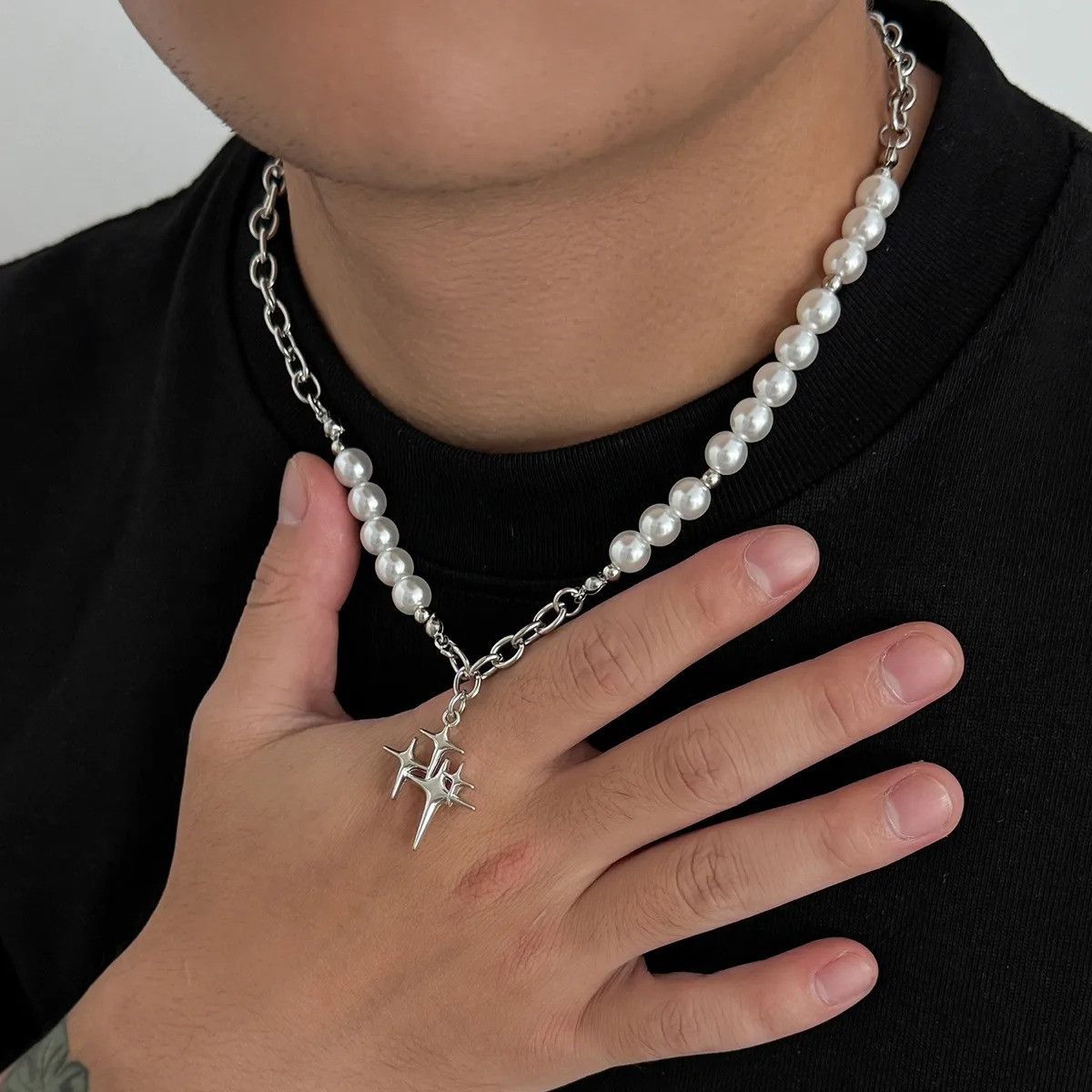 Vintage Pearl Cross Chain Necklace Size ONE SIZE - 2 Thumbnail