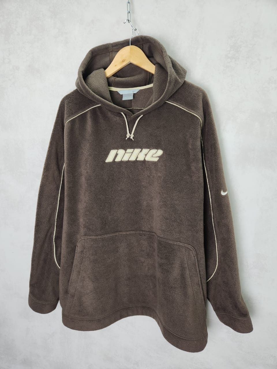 Nike Vintage Nike Fleece Sherpa Brown Hoodie Swoosh Size US XL / EU 56 / 4 - 2 Thumbnail