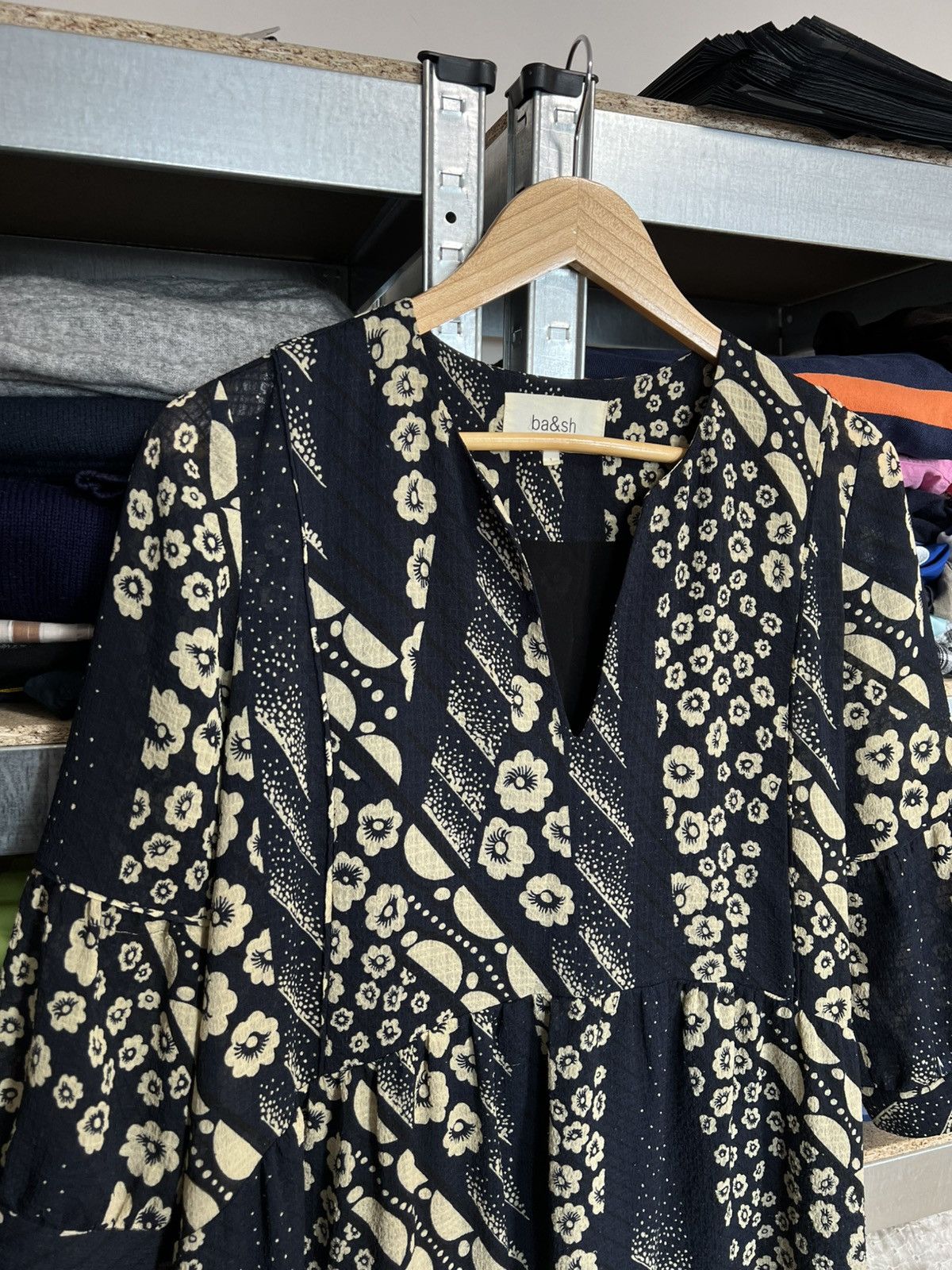 Designer × ba&sh Ba&sh Dress Women’s Giulia Floral Print Retro 3/4 Sleeve Sz1 Size XS / US 0-2 / IT 36-38 - 2 Thumbnail