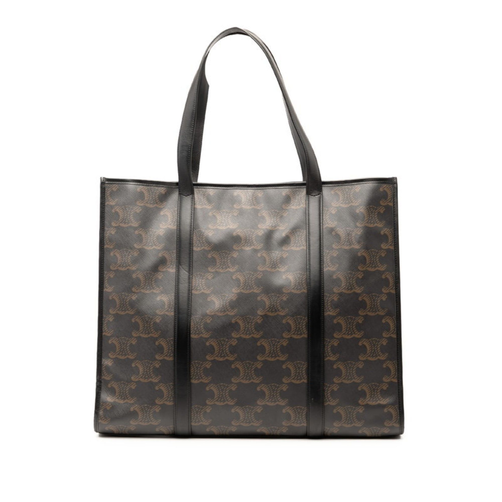 Celine Triomphe Tote Bag Shoulder Black Brown Leather Women's CELINE