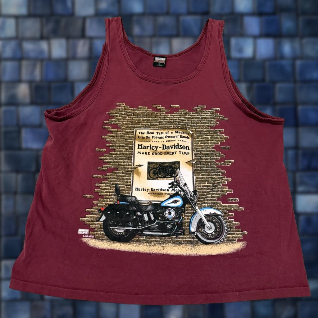 Harley Davidson VINTAGE Harley-Davidson Tank Top Shirt Mens XL Maroon Graphic SINGLE STITCH Shirt XL Mens Maroon Graphic Harley-Davidson Tank Top Size US XL / EU 56 / 4 - 1 Thumbnail