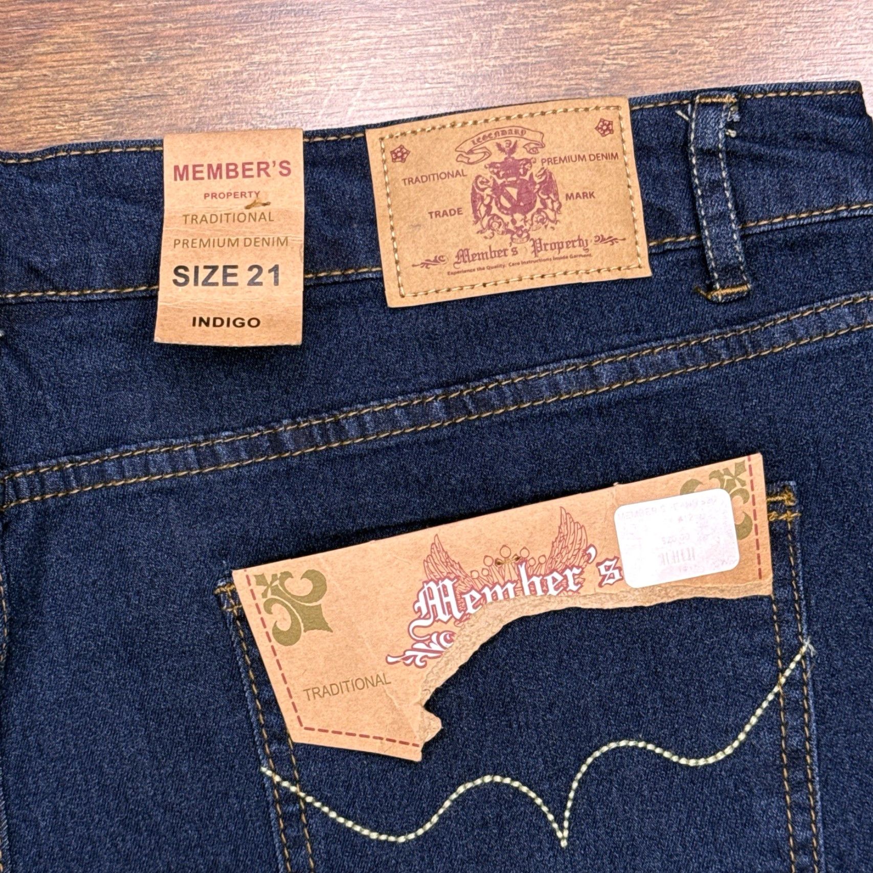 Vintage Members Property Jeans Mens 38x33 Mid Rise Stretch Indigo Denim 5-Pocket Logo Straight Regular Waist 38 Blue Set New Size US 38 / EU 54 - 7 Thumbnail