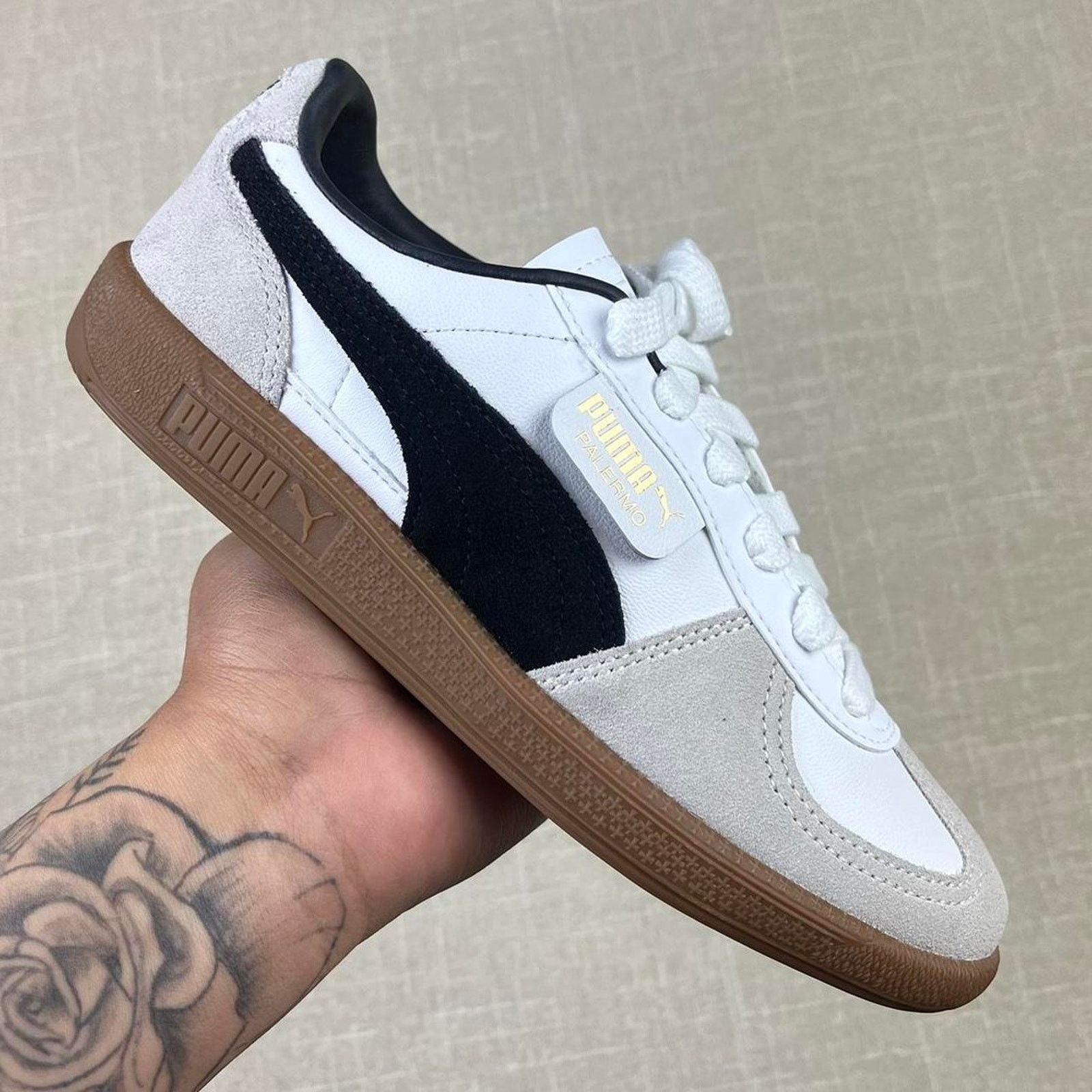 image of Puma Palermo “Vapor Grey" Shoes in White, Women's (Size 6.5)