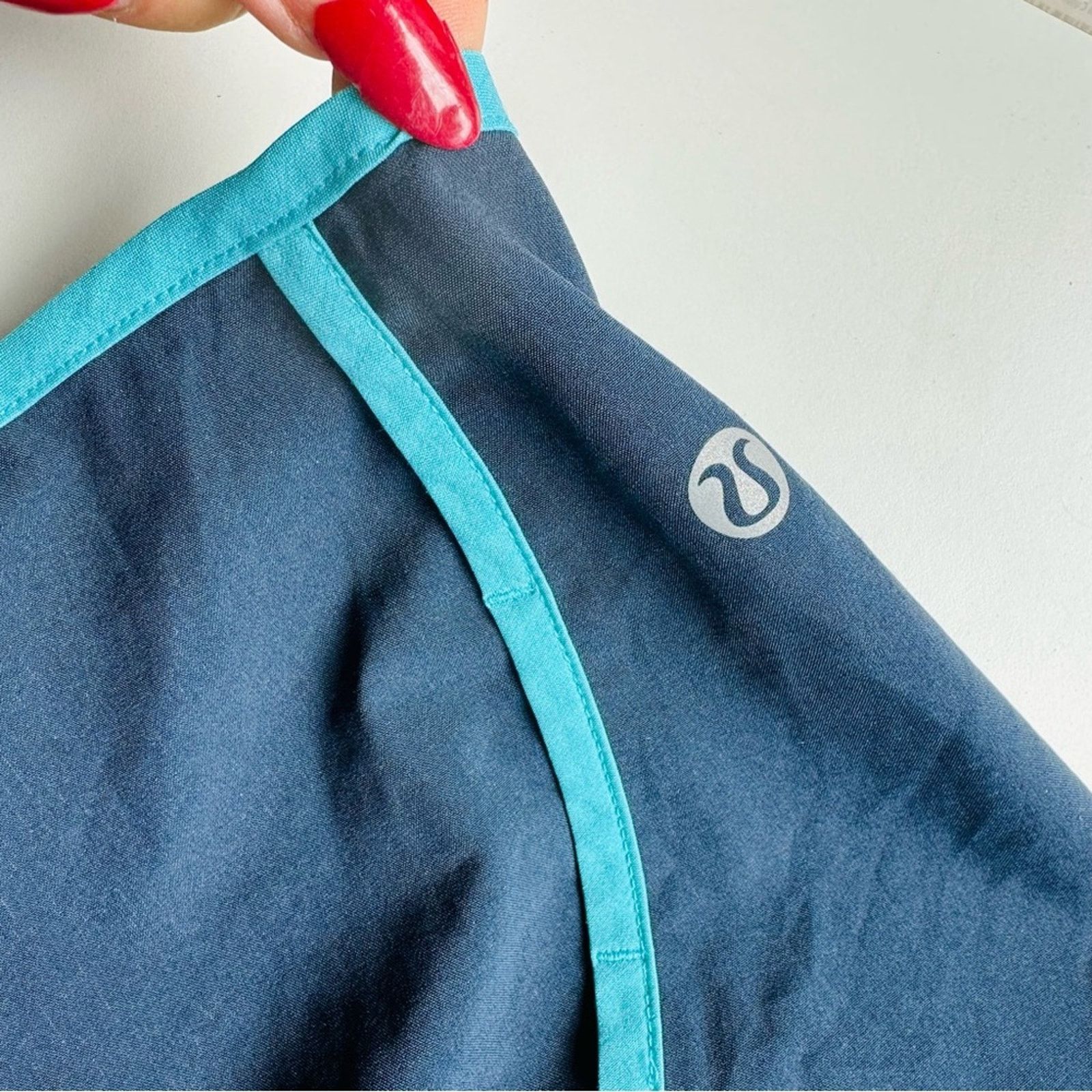 Lululemon LULULEMON Navy Blue Aqua Mini Shorts Zip Workout Active Gym Size 28" / US 6 / IT 42 - 14 Thumbnail