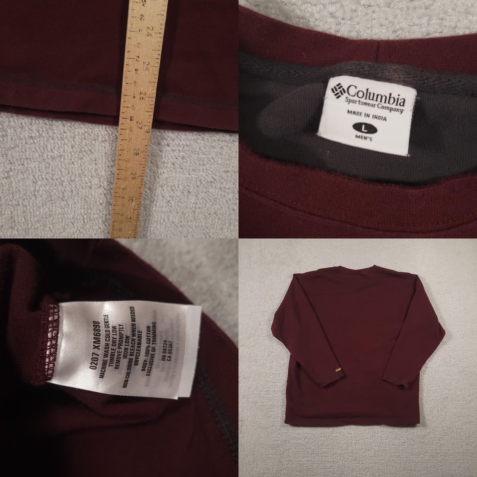 Vintage Columbia Shirt Mens L Burgundy Maroon Long Sleeve 100% Cotton Crewneck Jersey Solid Size US L / EU 52-54 / 3 - 8 Thumbnail
