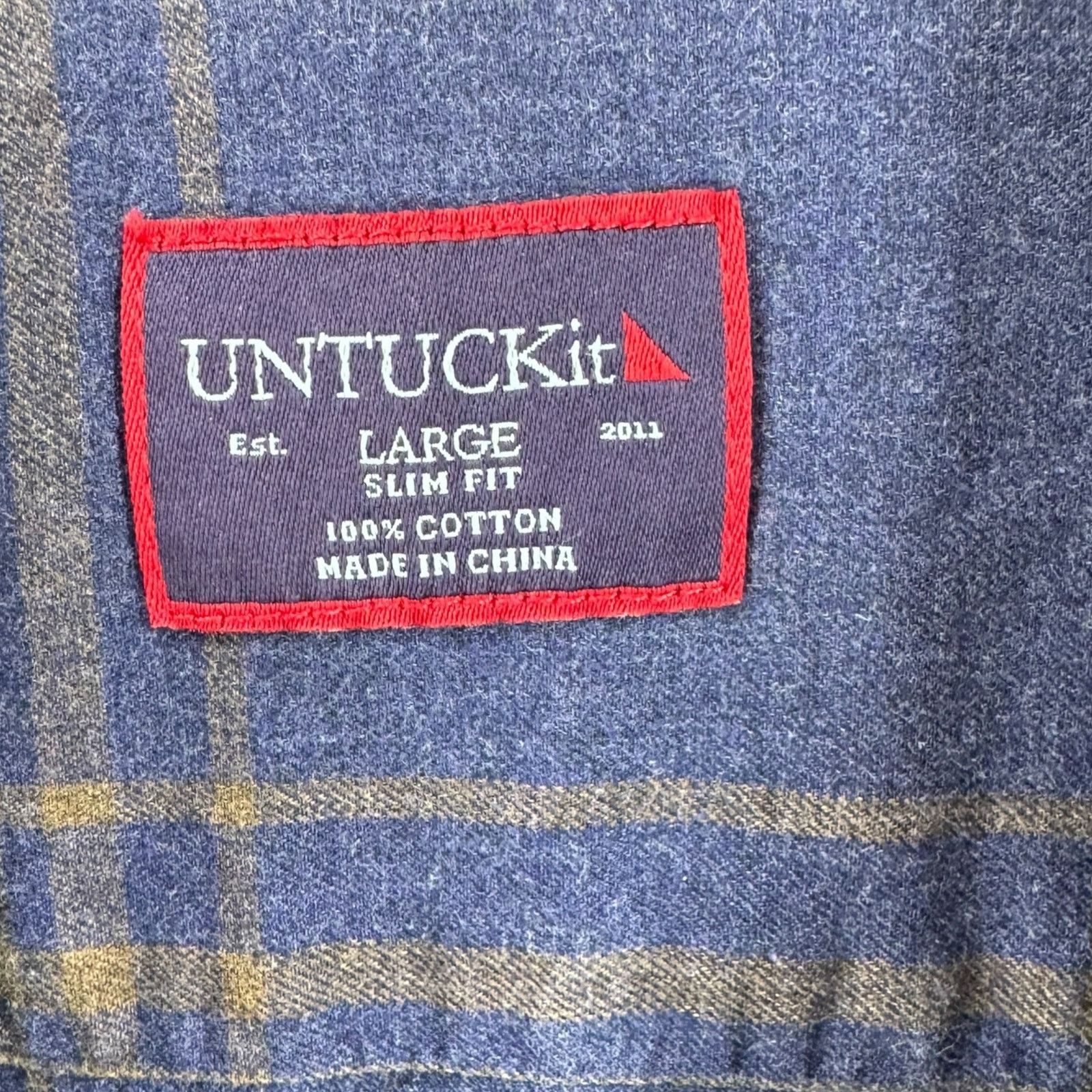 UNTUCKit UNTUCKit Radford Flannel Shirt Men's L Slim Fit Blue Plaid Size US L / EU 52-54 / 3 - 4 Thumbnail