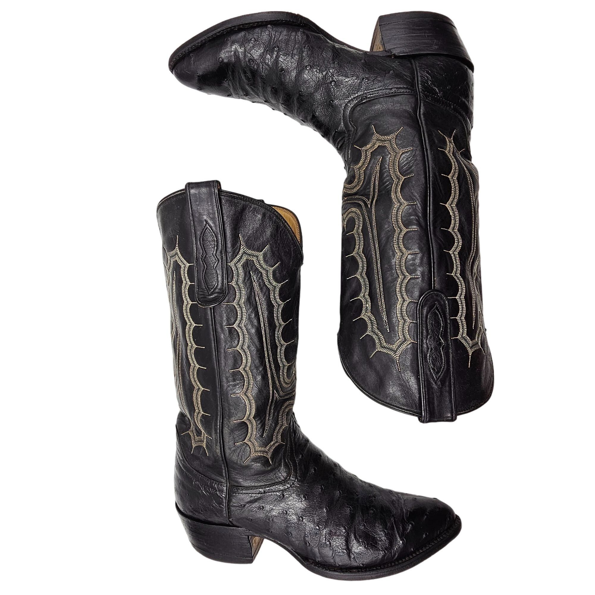 Other Vintage Honcho Boots Exotic Full Quill Ostrich Black Cowboy Size US 10 / EU 43 - 13 Thumbnail