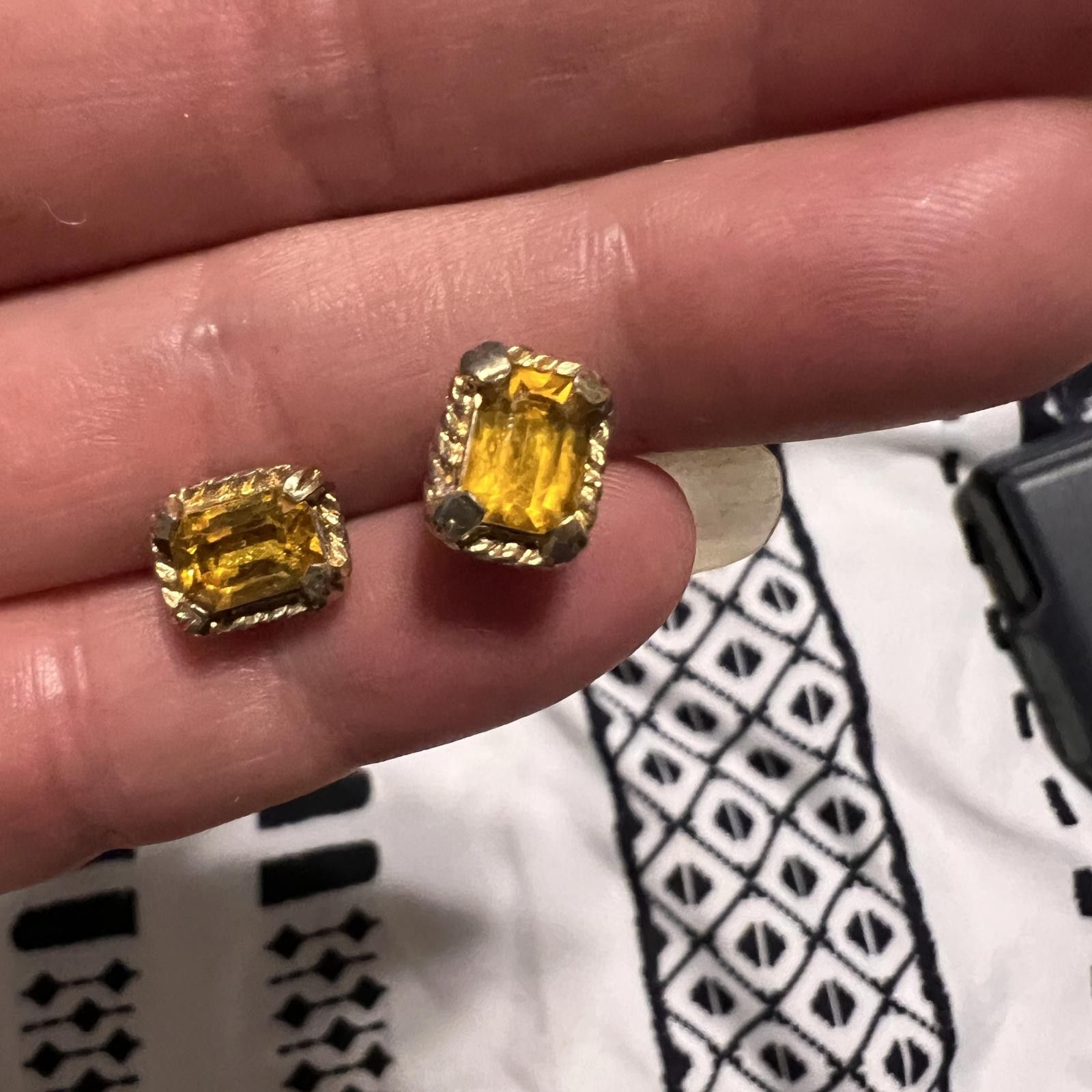 Unknown London Pair of Yellow Gemstone Stud Earrings Size ONE SIZE - 1 Thumbnail