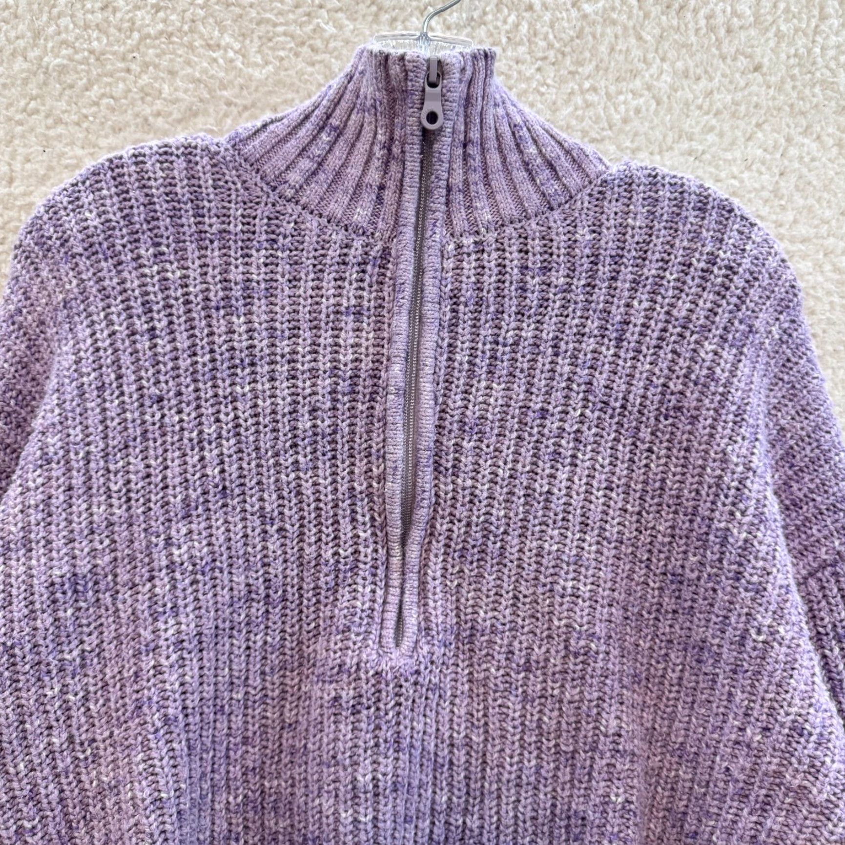 Vintage Aerie Offline 1/4 Zip Sweater Small Purple Chunky Knit Oversized Balloon Sleeve Mens? Womens? Size S / US 4 / IT 40 - 5 Thumbnail