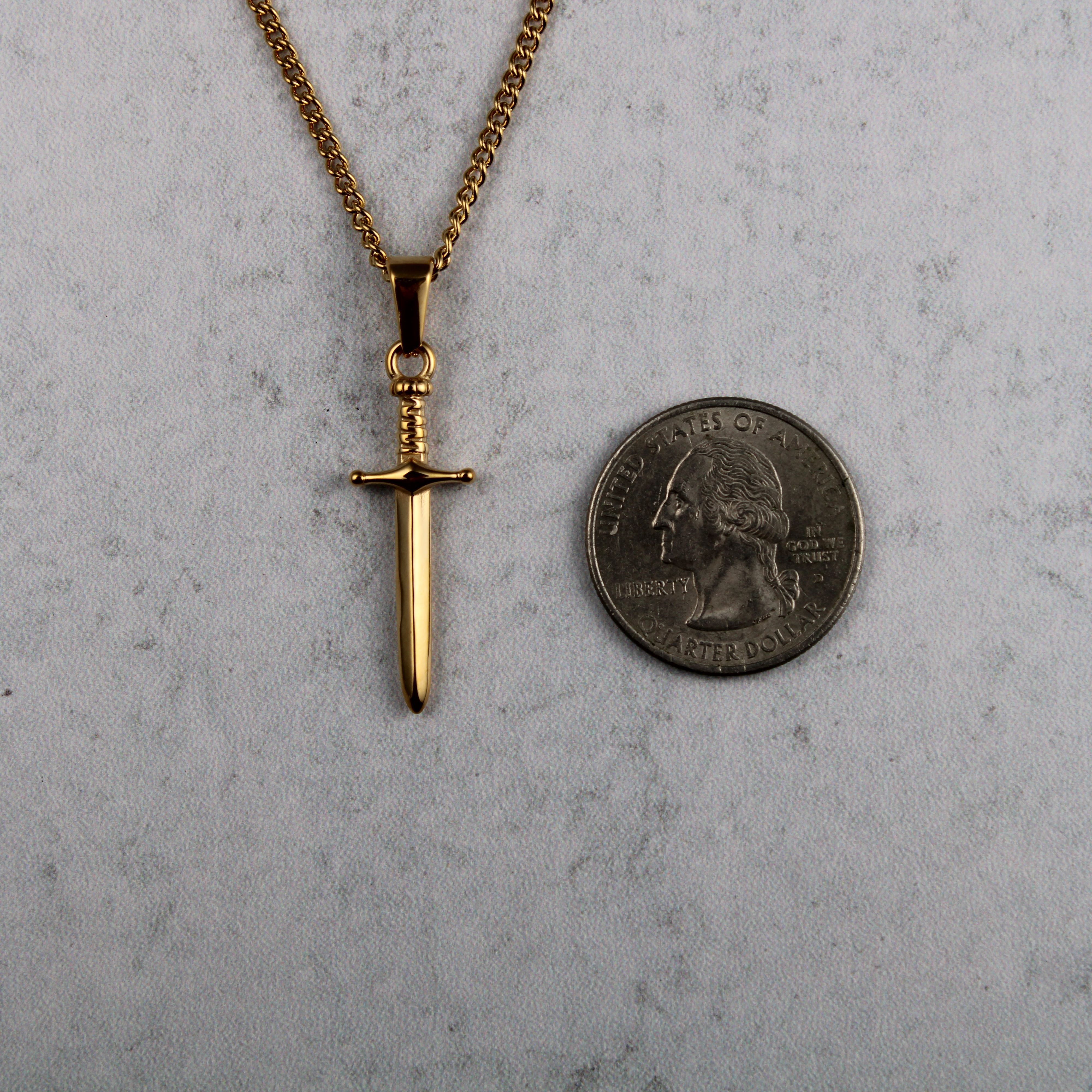 Jewelry Gold Dagger Pendant Chain Necklace Size ONE SIZE - 6 Thumbnail