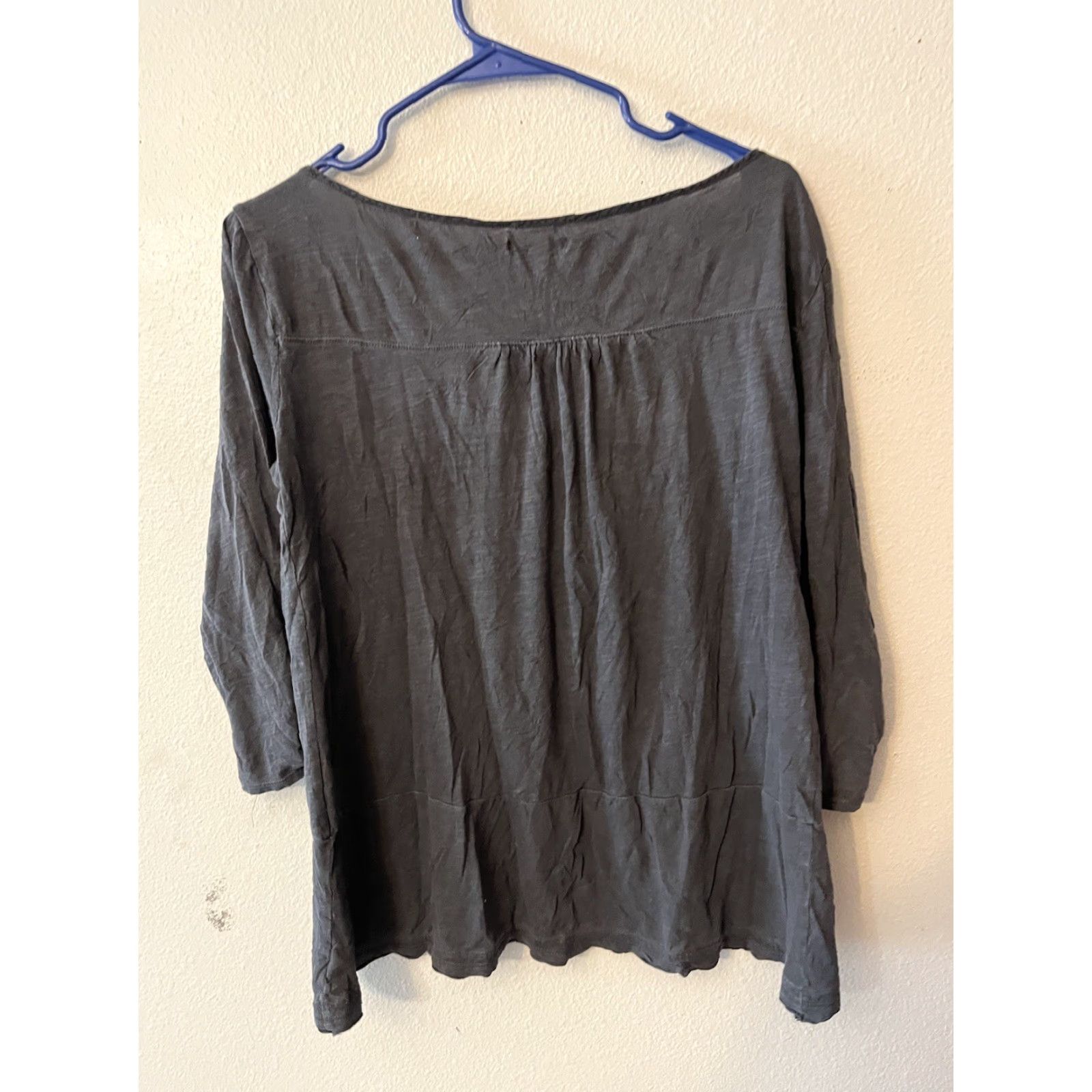 Vintage American Eagle Women's Blouse M Gray 3/4 Sleeve Crew Neck Tassels Size M / US 6-8 / IT 42-44 - 3 Thumbnail