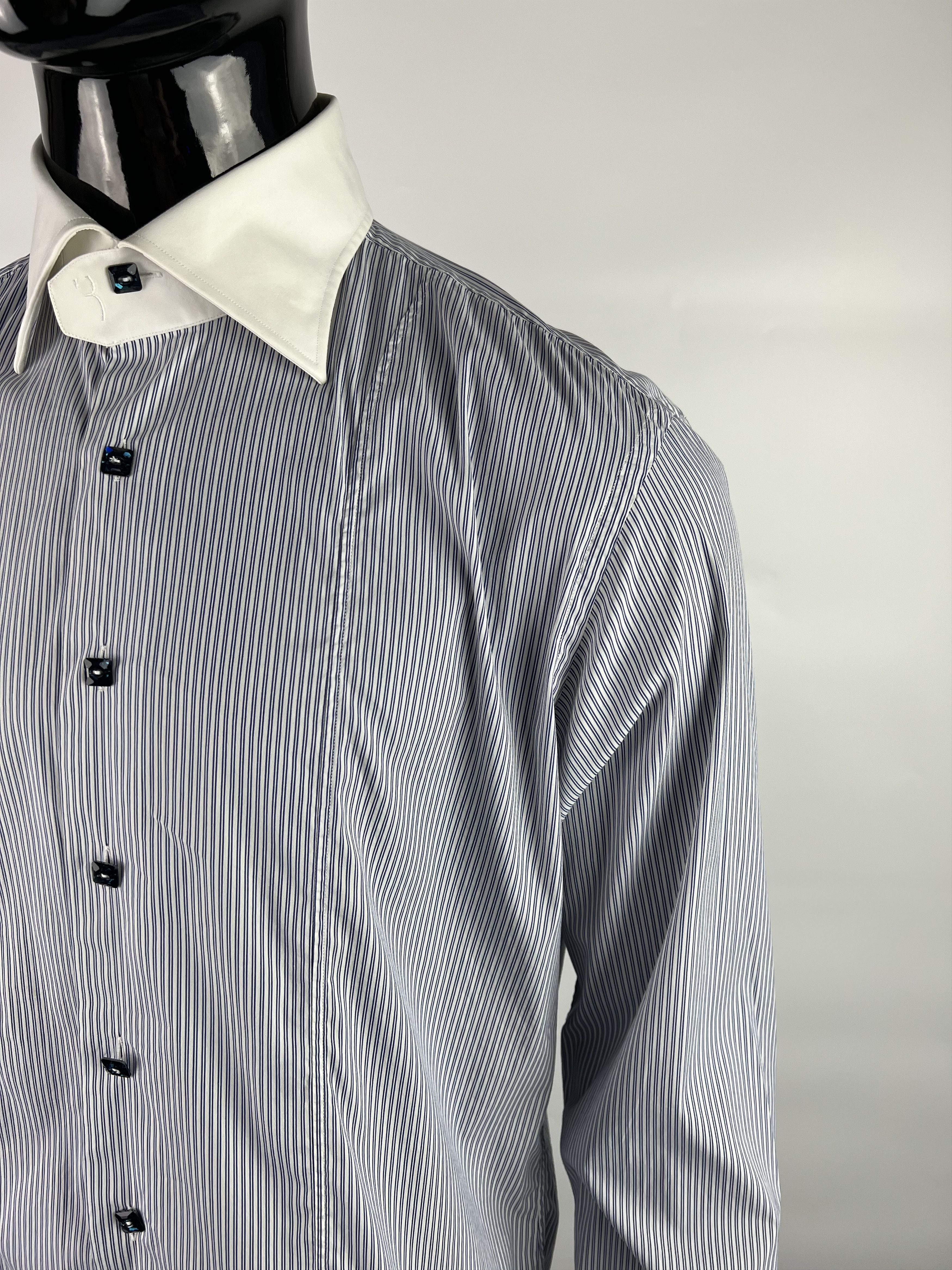 Billionaire Couture Striped Cristal Button Up Shirt 18/45