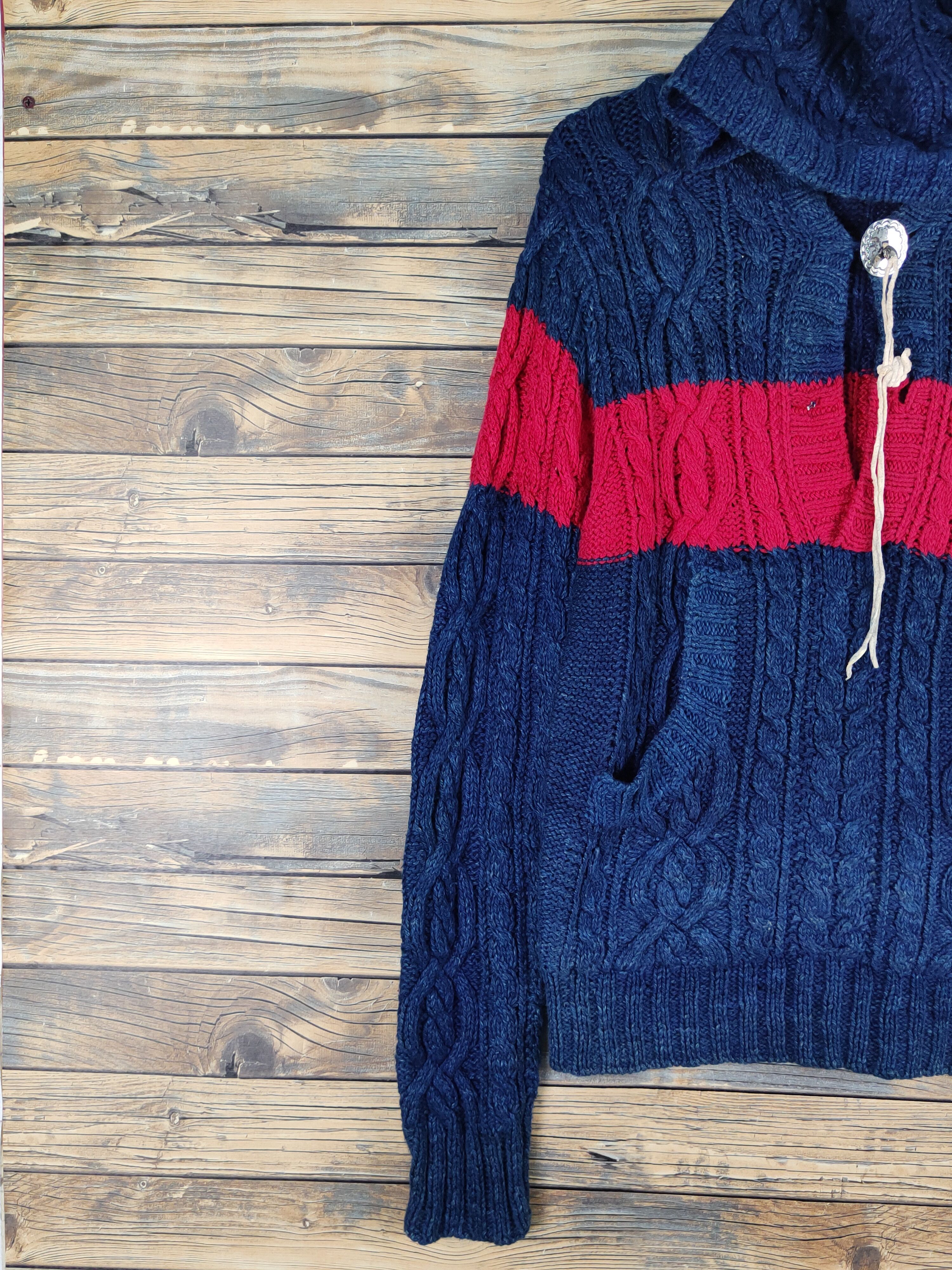 Hysteric Glamour DL Hysteric Red Hoodie cable Knitwear Sweatshirts #W1153 Size US M / EU 48-50 / 2 - 4 Thumbnail