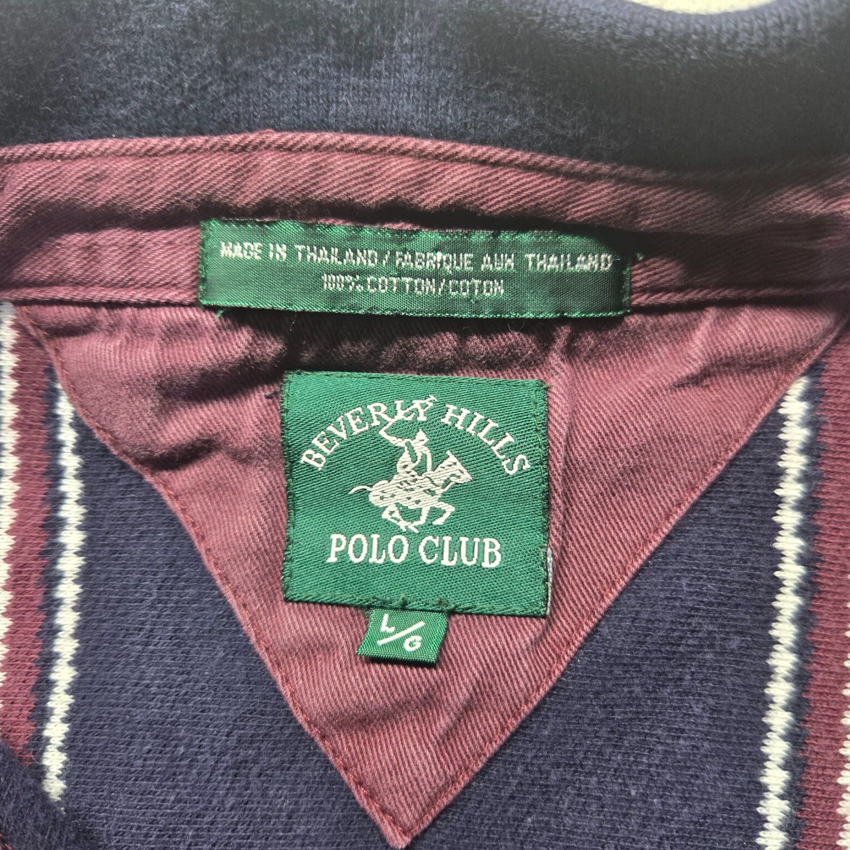 Beverly Hills Polo Club Beverly Hills Polo Club Shirt Polo Adult Men L Striped Multicolor 100% Cotton Golf Heavy Long Sleeve Size US L / EU 52-54 / 3 - 3 Thumbnail