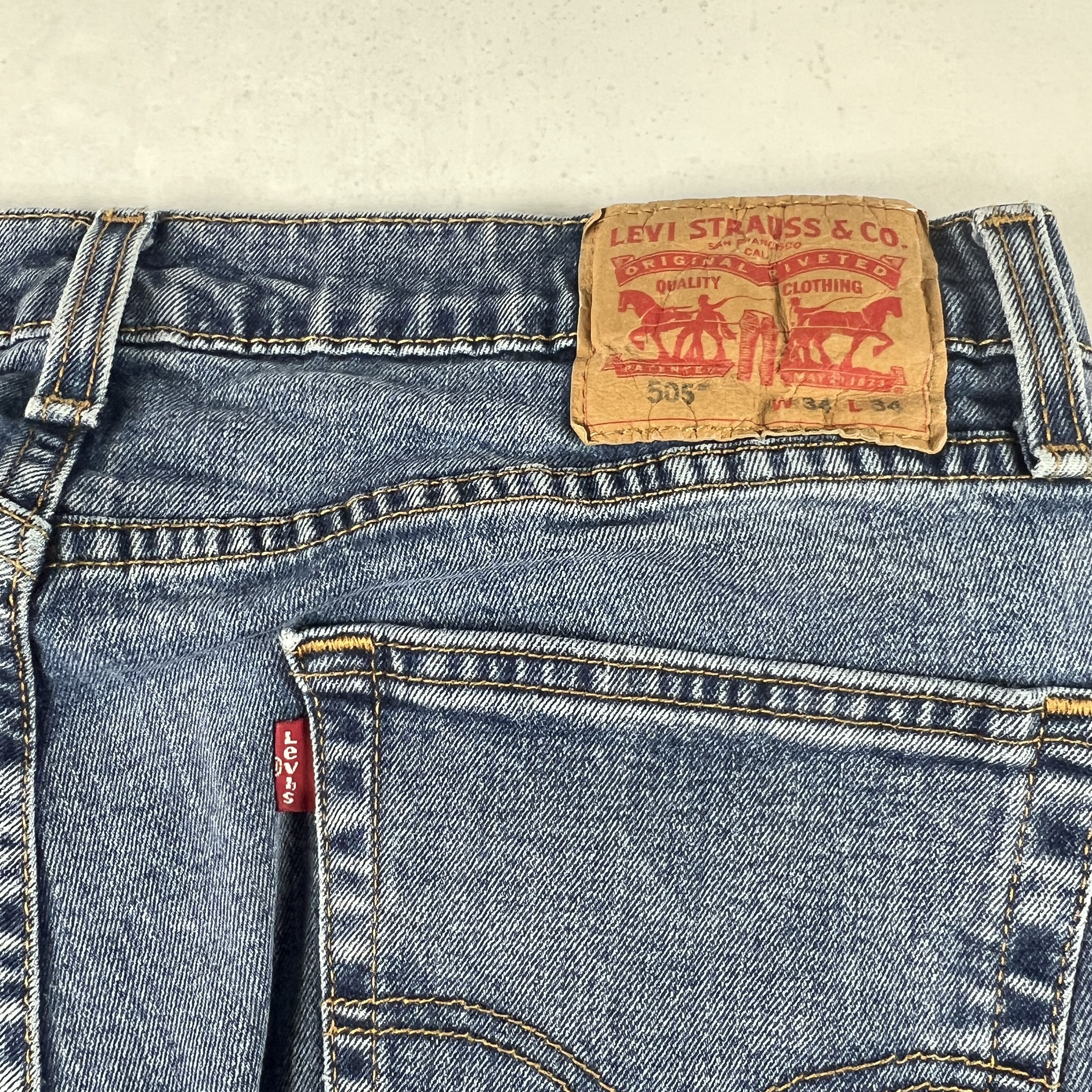 Levi's Levi's Jeans 505 Straight Leg Blue Faded Stretch Denim Size US 34 / EU 50 - 13 Thumbnail
