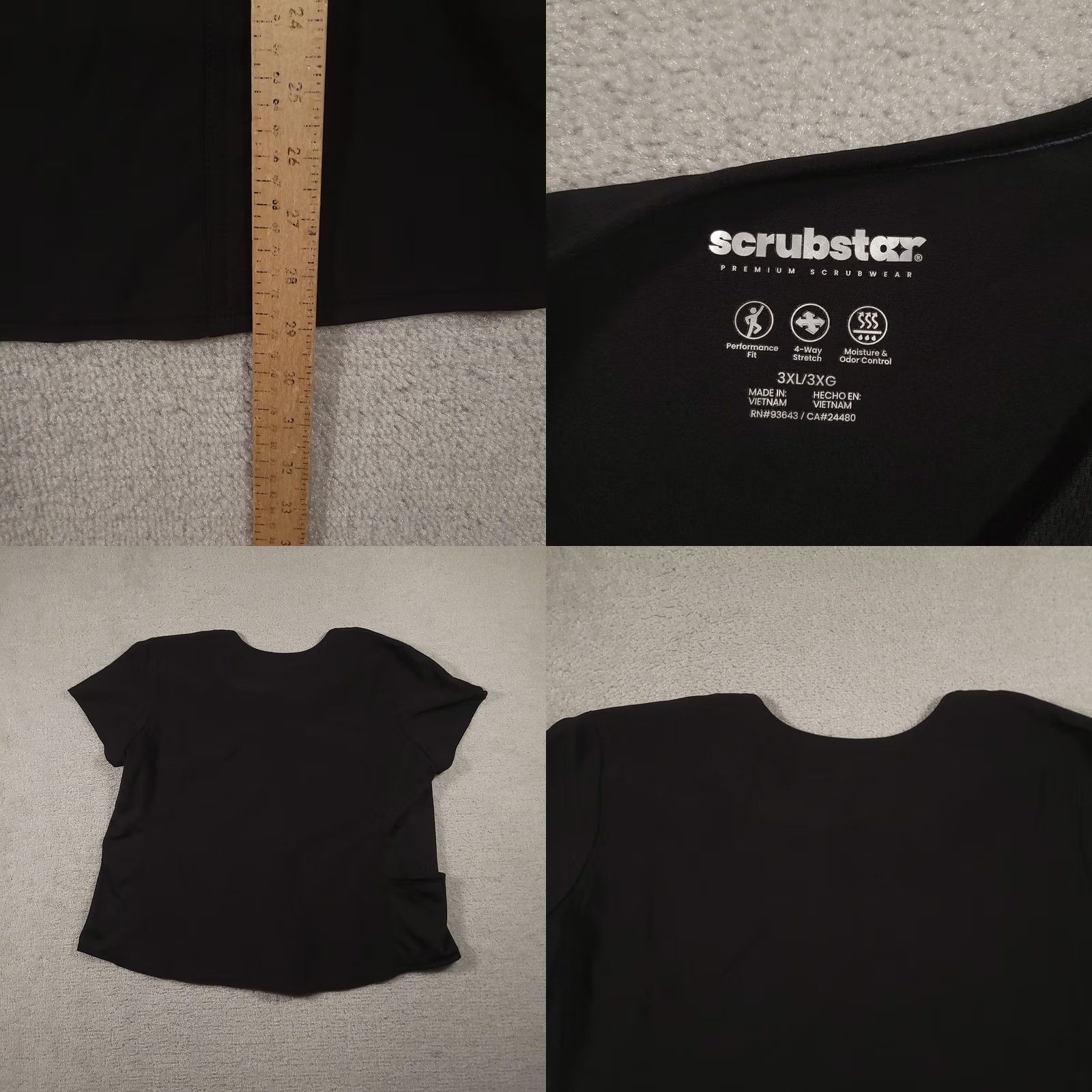 Vintage VINTAGE Scrubstar Scrub Top Womens 3XL Black V-Neck 4-Way Stretch Performance Nursing Size XXL / US 16-18 / IT 52-54 - 8 Thumbnail