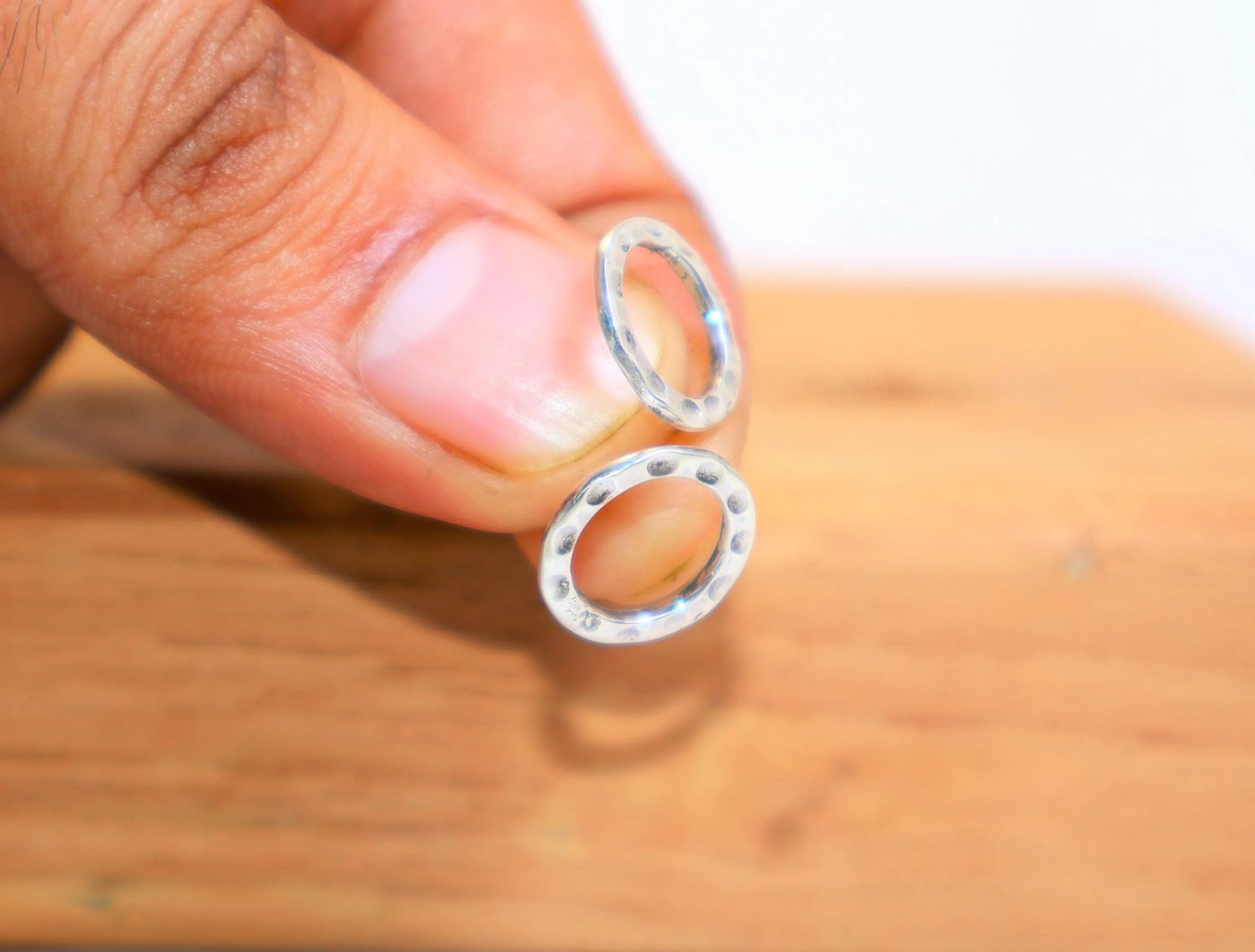 Handmade Open Circle Round Studs, 925 Silver Handmade Women Earrings, Size ONE SIZE - 6 Thumbnail
