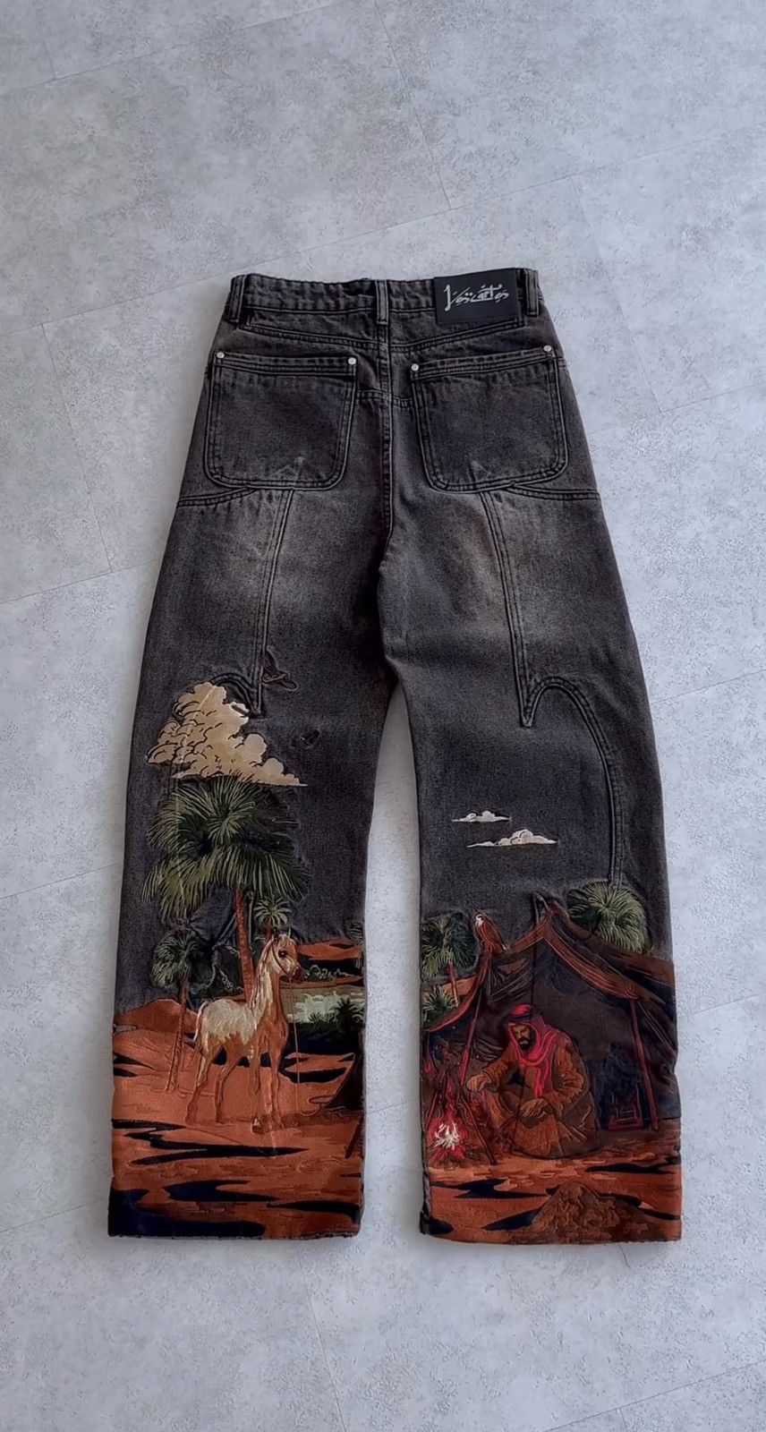Other Embroidered Washed Grey Denim Pants Size S Size US 32 / EU 48 - 1 Thumbnail