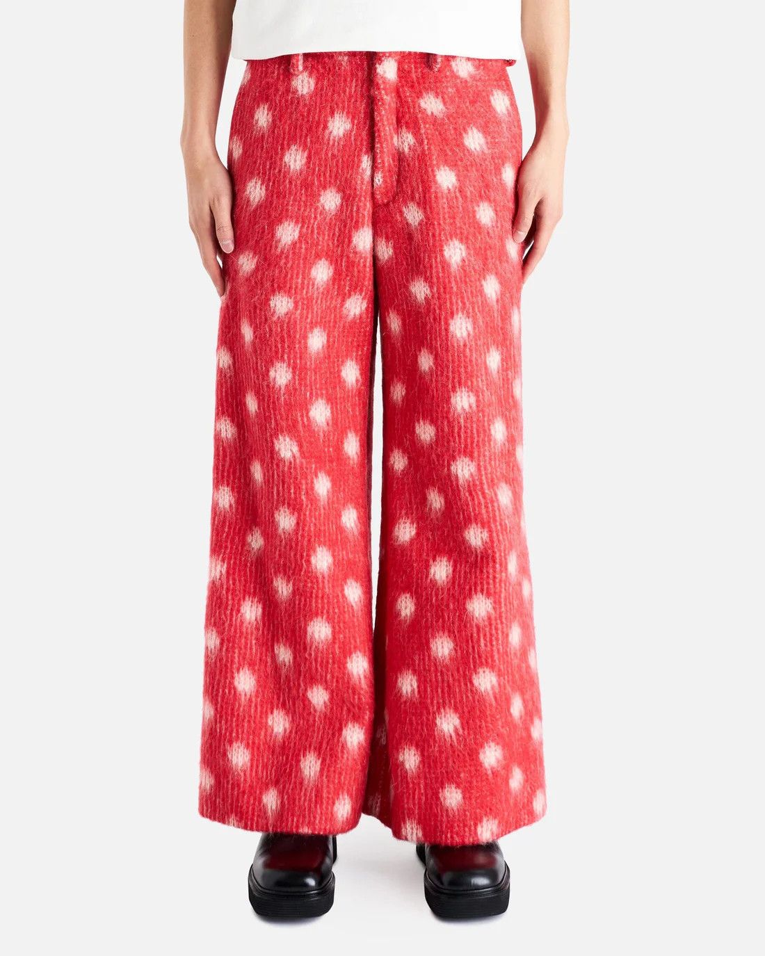 Marni o1w1db11124 Brushed Dots Tulip Wool Trouser in Red Size US 32 / EU 48 - 1 Thumbnail
