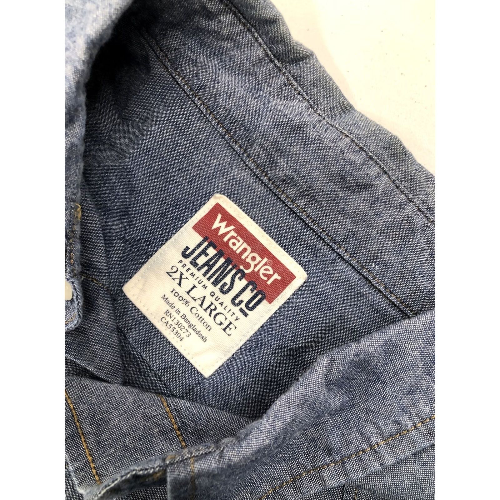 Wrangler VINTAGE Wrangler Retro Premium Snap Button Shirt Men's 2XL Denim Blue Western Jean Shirt Size US XXL / EU 58 / 5 - 2 Thumbnail