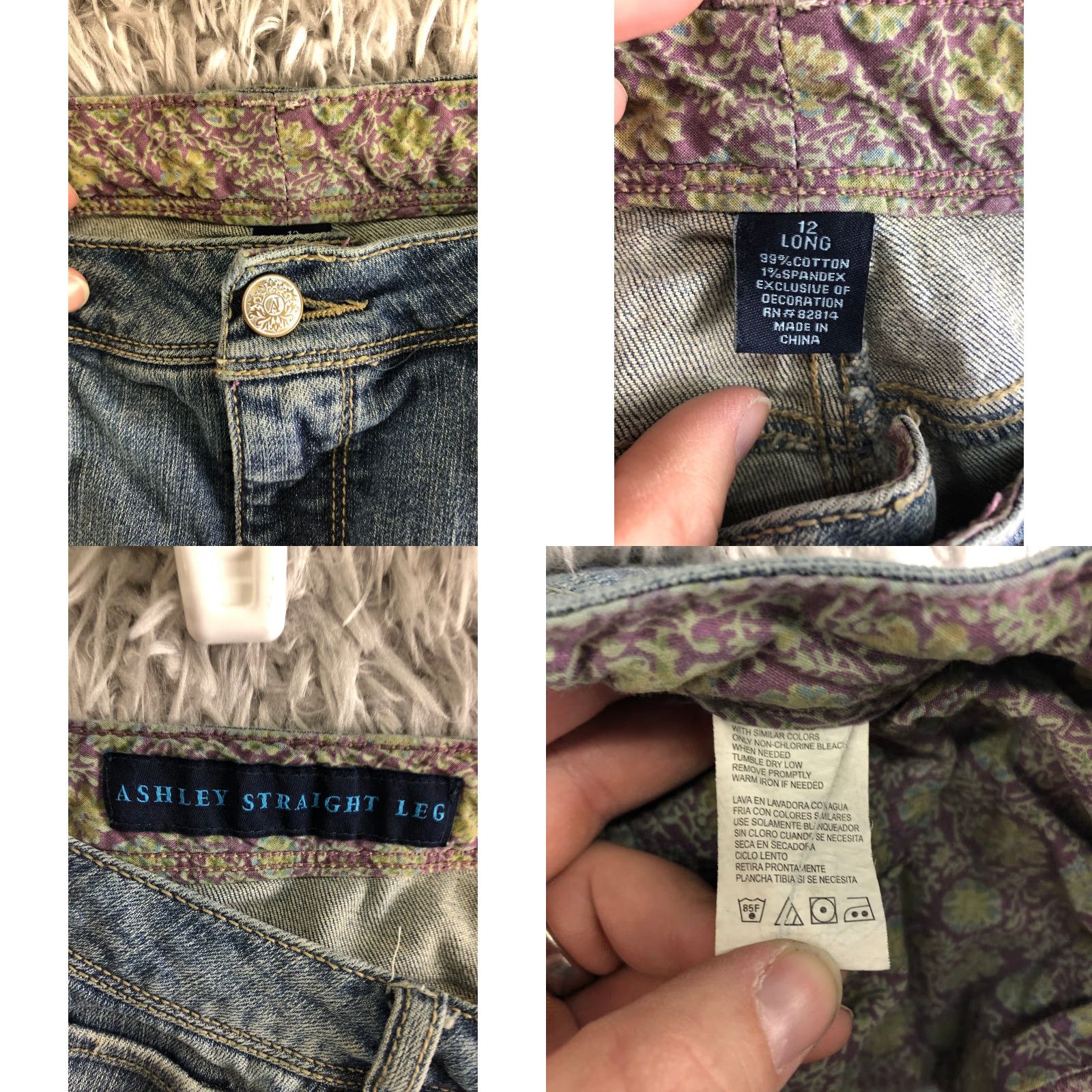 Denime VINTAGE AJ Ashley Straight Leg Womens Size 12 Long Mid Rise Medium Wash Blue Denim Jeans Size 34" / US 12 / IT 48 - 8 Thumbnail
