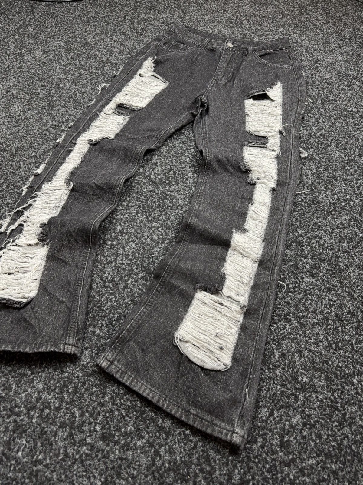 If Six Was Nine Japanese 00s LGB Black Distressed Bootcut Flared Denim Jeans Size 28" / US 6 / IT 42 - 3 Thumbnail