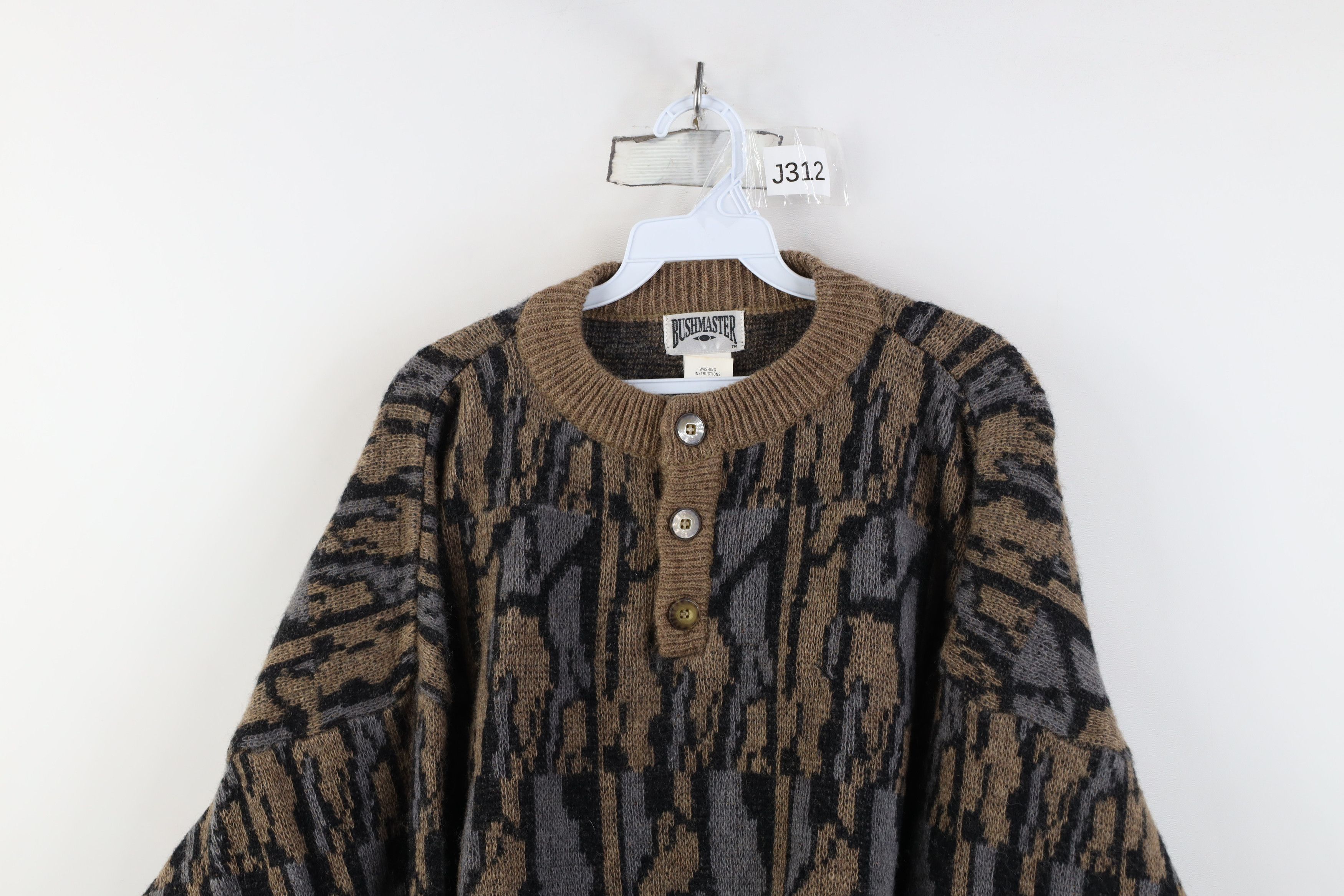 Vintage Vintage 90s Streetwear Blend Knit Camouflage Henley Sweater Size US XL / EU 56 / 4 - 2 Thumbnail