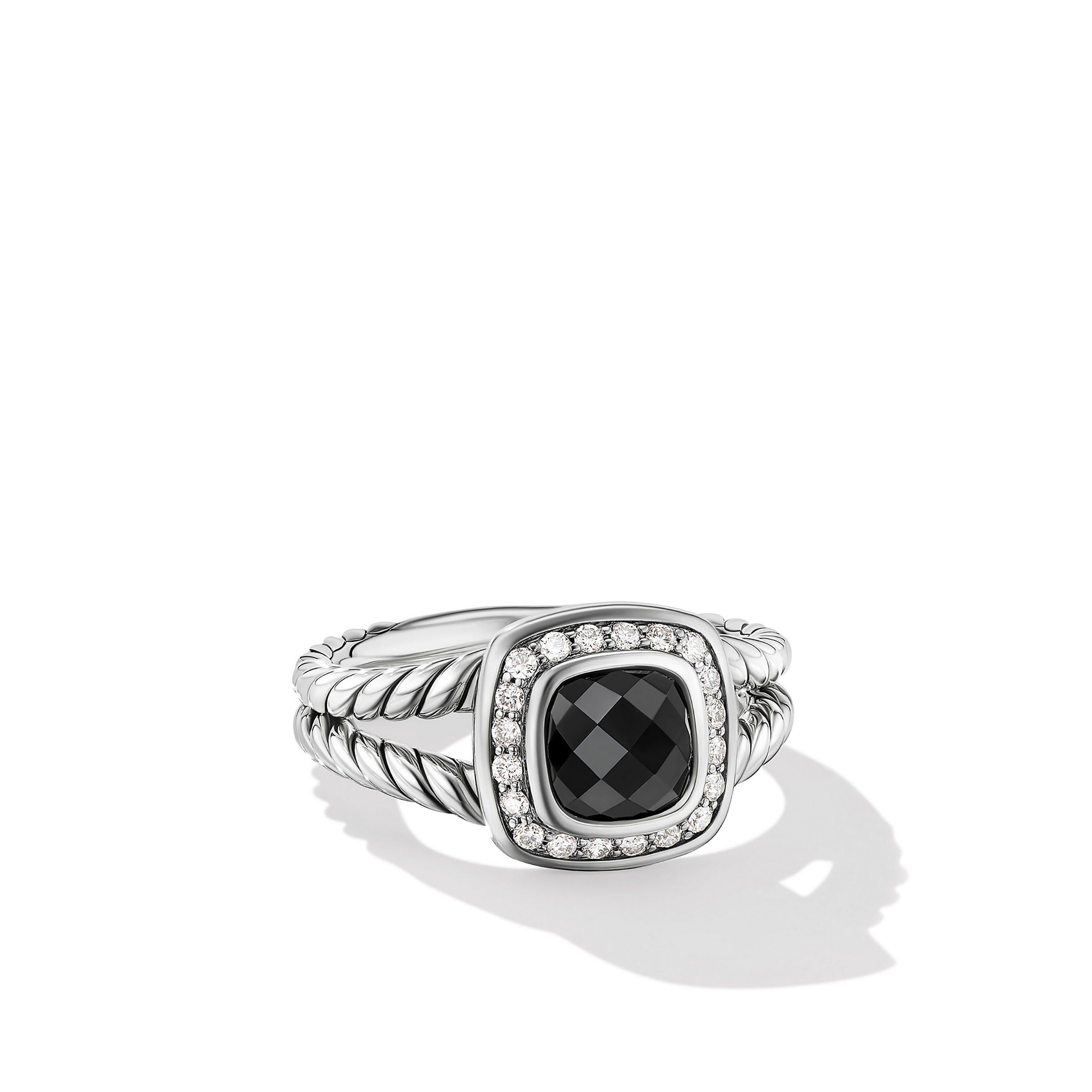 David Yurman o1w1db10525 R07443D Ring in Silver with Onyx and Diamond Size ONE SIZE - 1 Thumbnail
