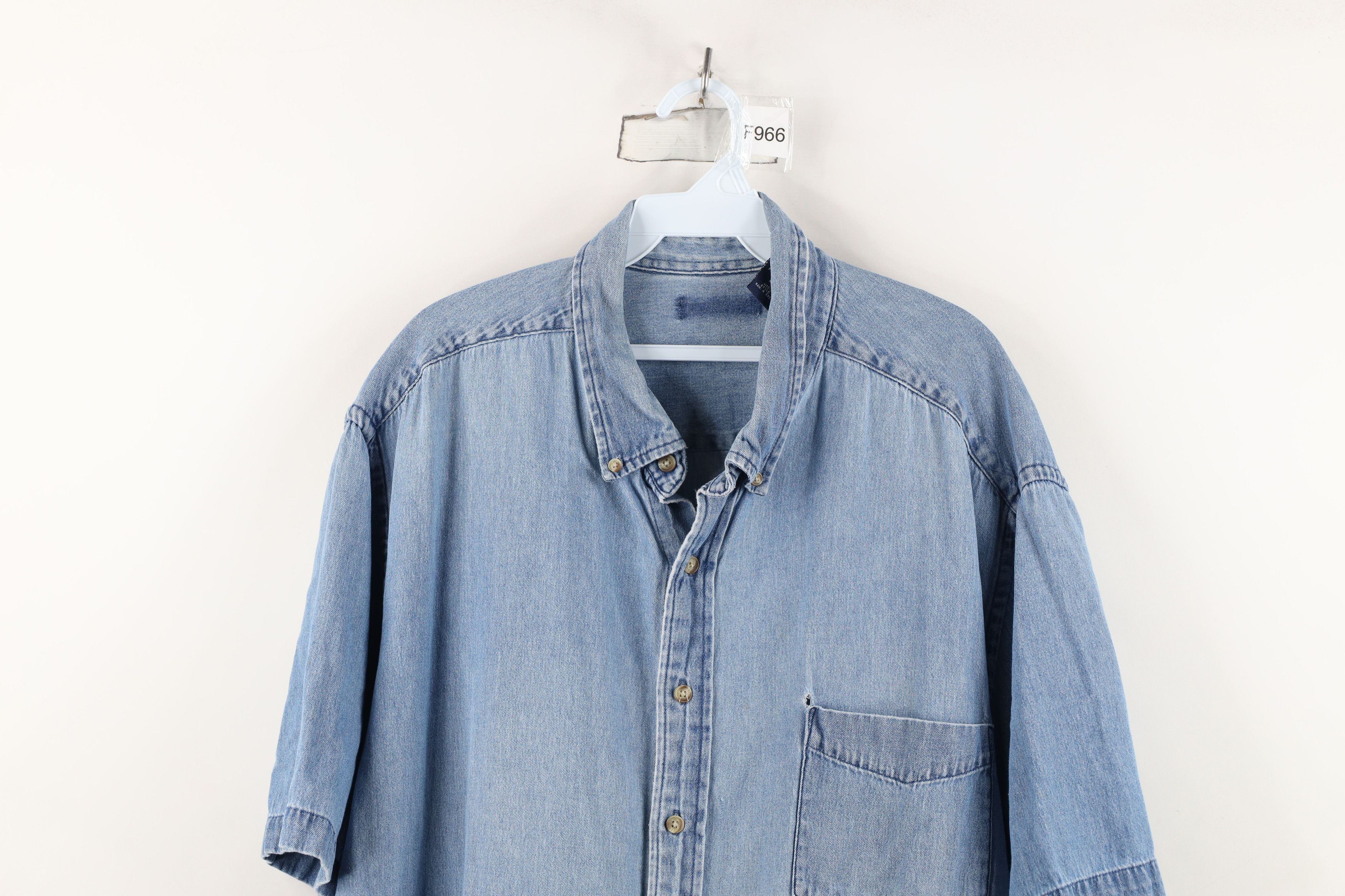 Vintage Vintage 90s Streetwear Blank Short Sleeve Denim Button Shirt Size US XXL / EU 58 / 5 - 2 Thumbnail